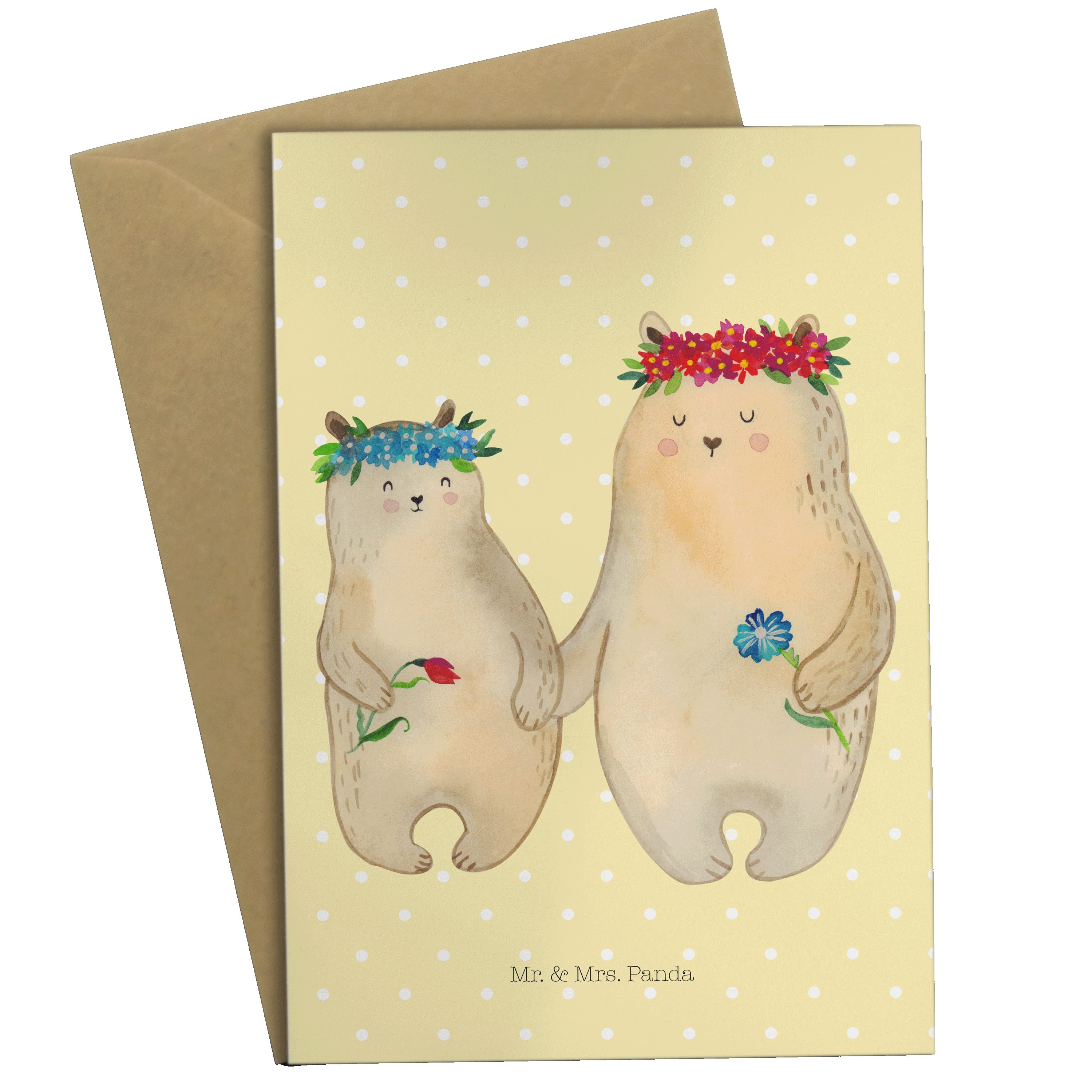 - Pastell - Mrs. Mama Blumenkranz Geschenk, mit Bären Mr. Gelb Panda Lieblingsmama, & Grußkarte