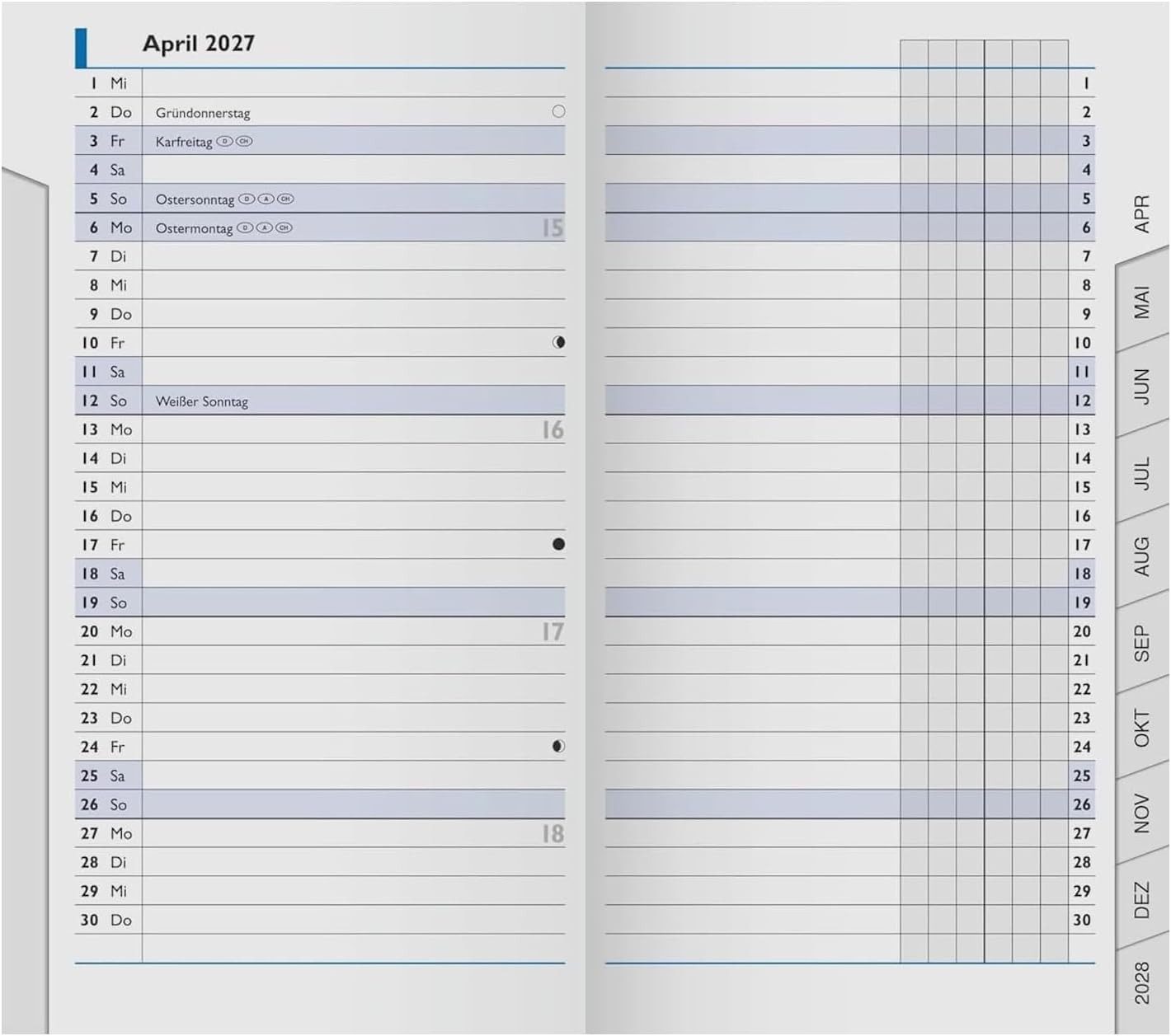 BRUNNEN Taschenkalender BRUNNEN Kalender BRUNNEN Ersatzkalendarium 753 2027 weiß