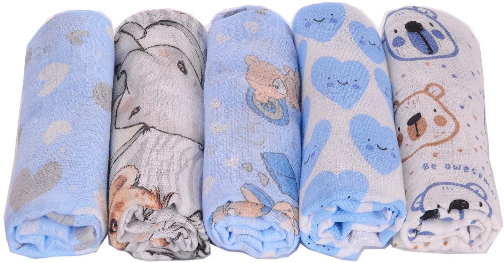 La Bortini Stoffwindeln Spucktücher 5 oder 10 Stück Tücher Baby Mulltücher Babywindeln, Mullwindeln aus reiner Baumwolle