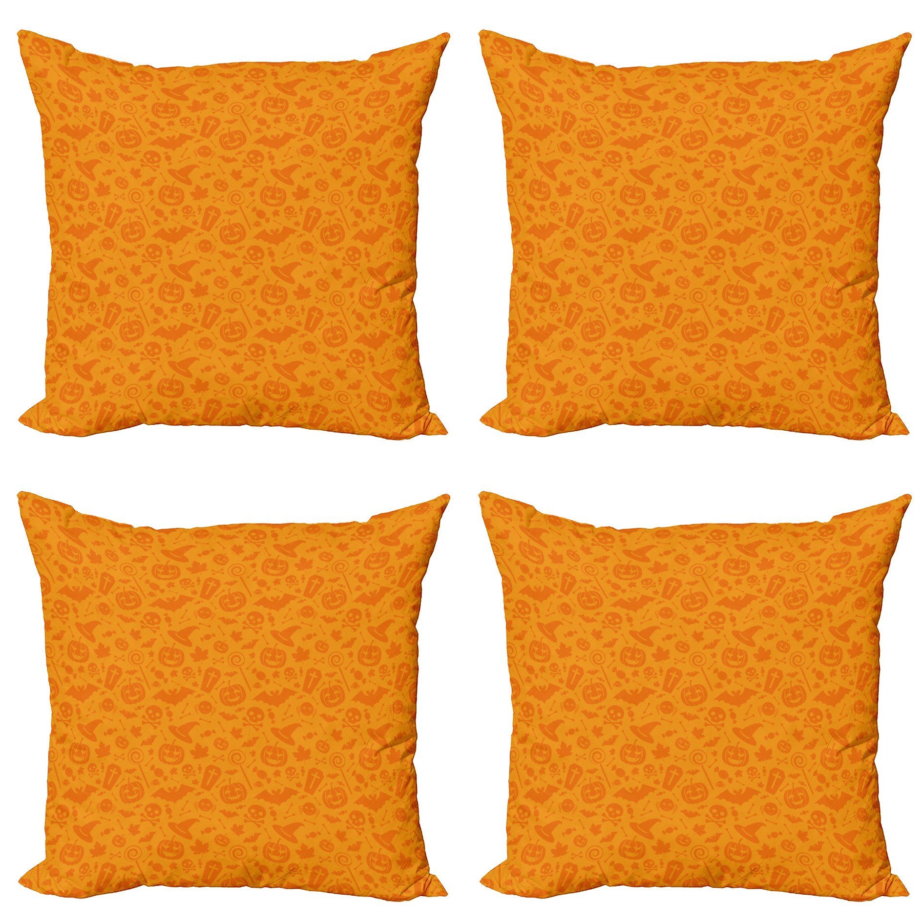 Accent Halloween-Kürbis-Schädel Kissenbezüge Digitaldruck, (4 Doppelseitiger Stück), Orange Modern Abakuhaus