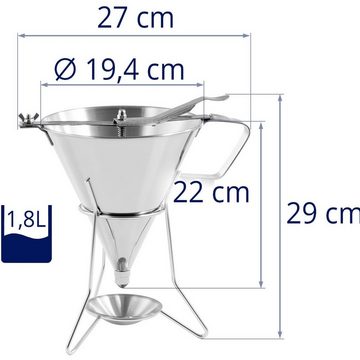 Royal Catering Trichter Fülltrichter 1,8L - 3 Füllspitzen - Ständer mit Auffangschale