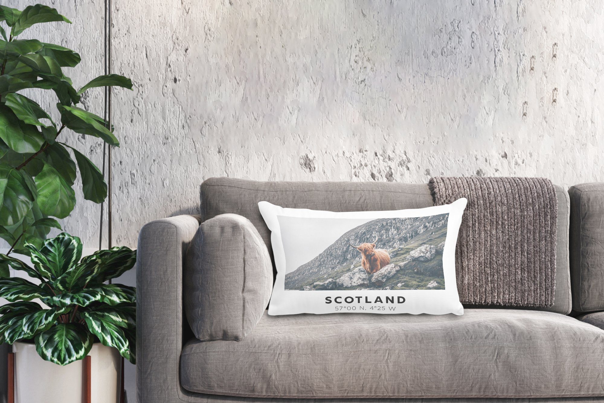 Berge - Dekoration, Zierkissen, Füllung, mit Dekokissen Schottische Highlander - Schlafzimmer Tiere, Dekokissen Schottland Wohzimmer MuchoWow -