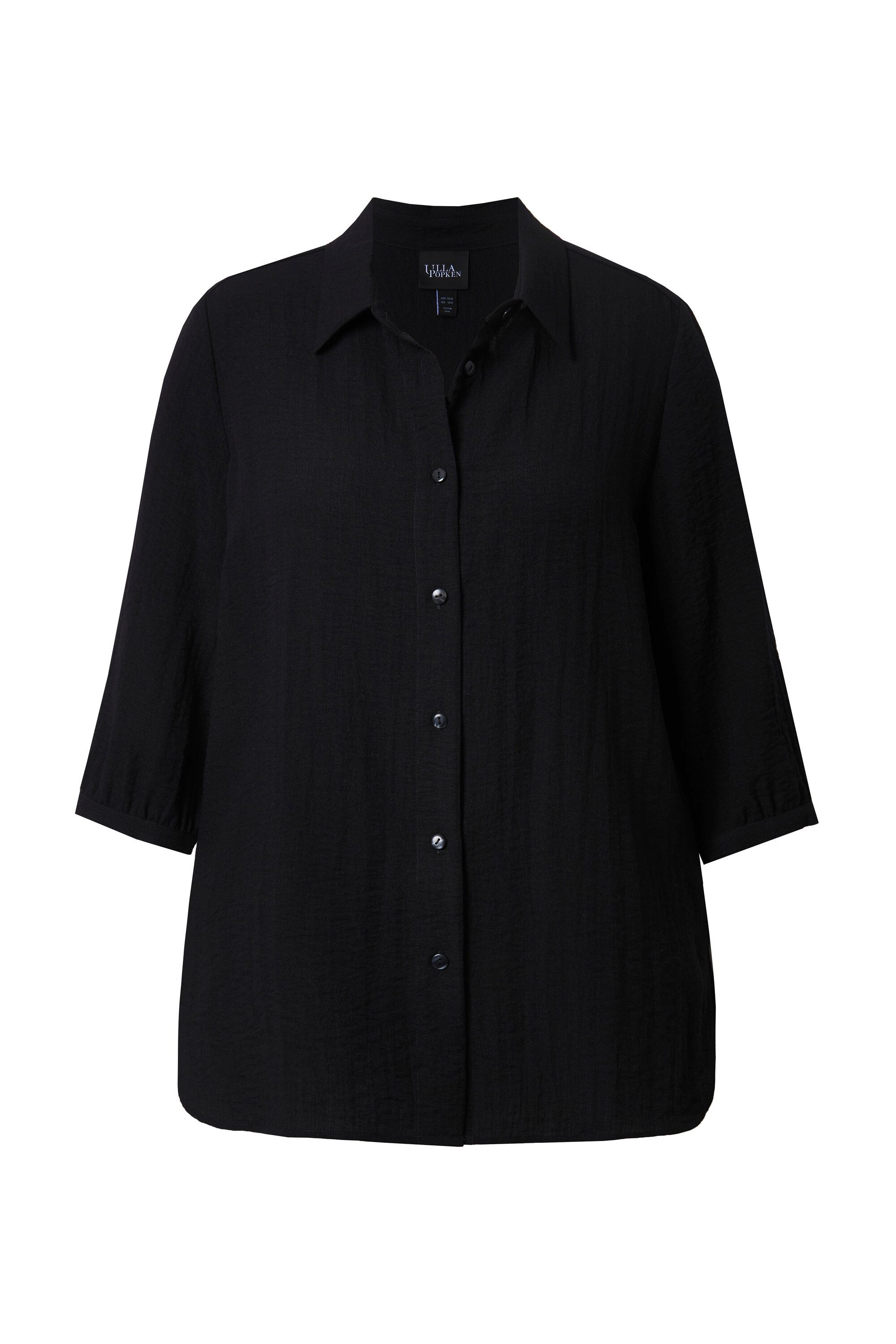 Ulla Popken Hemdbluse Hemdbluse Leinenoptik A-Linie Hemdkragen 3/4-Arm günstig online kaufen