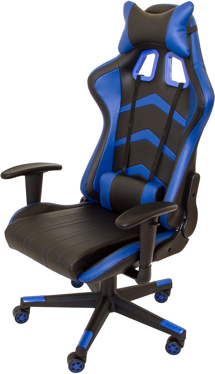 Gaming-Stuhl Wipp-Mechanismus Rückenkissen Racing blau-schwarz mit (Stück), Rückenlehne, verstellbare und Rückenkissen NATIV Design, Nachen- Gaming-Stuhl und Haushalt verstellbar, Nacken-