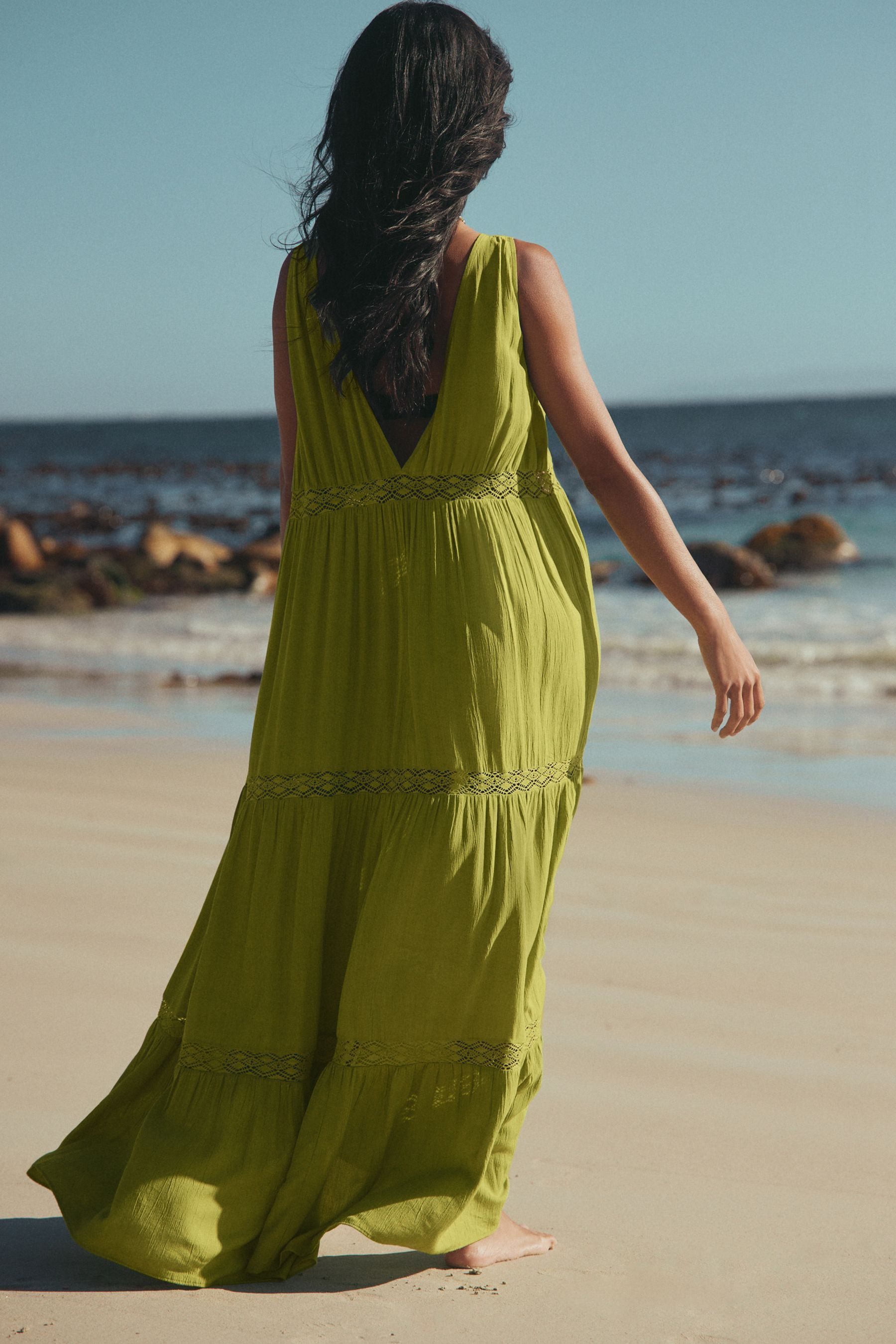 Next Strandkleid Maxi-Cover-up mit Bindedetail vorne (1-tlg)