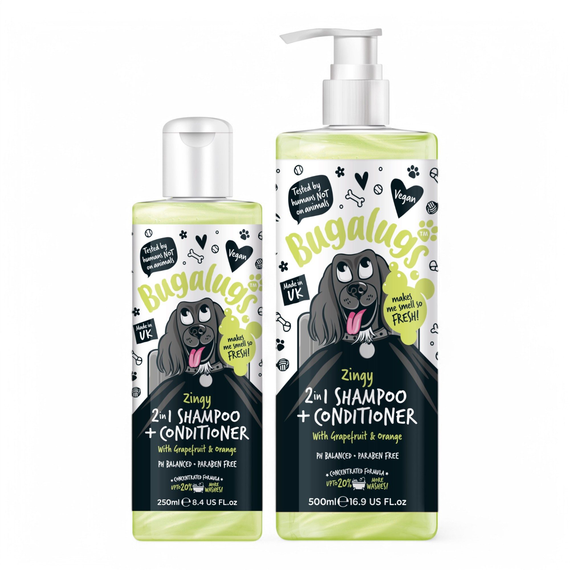 Tiershampoo Bugalugs Zingy 2-in-1 Hundeshampoo + Conditioner - Grapefruit & Orange