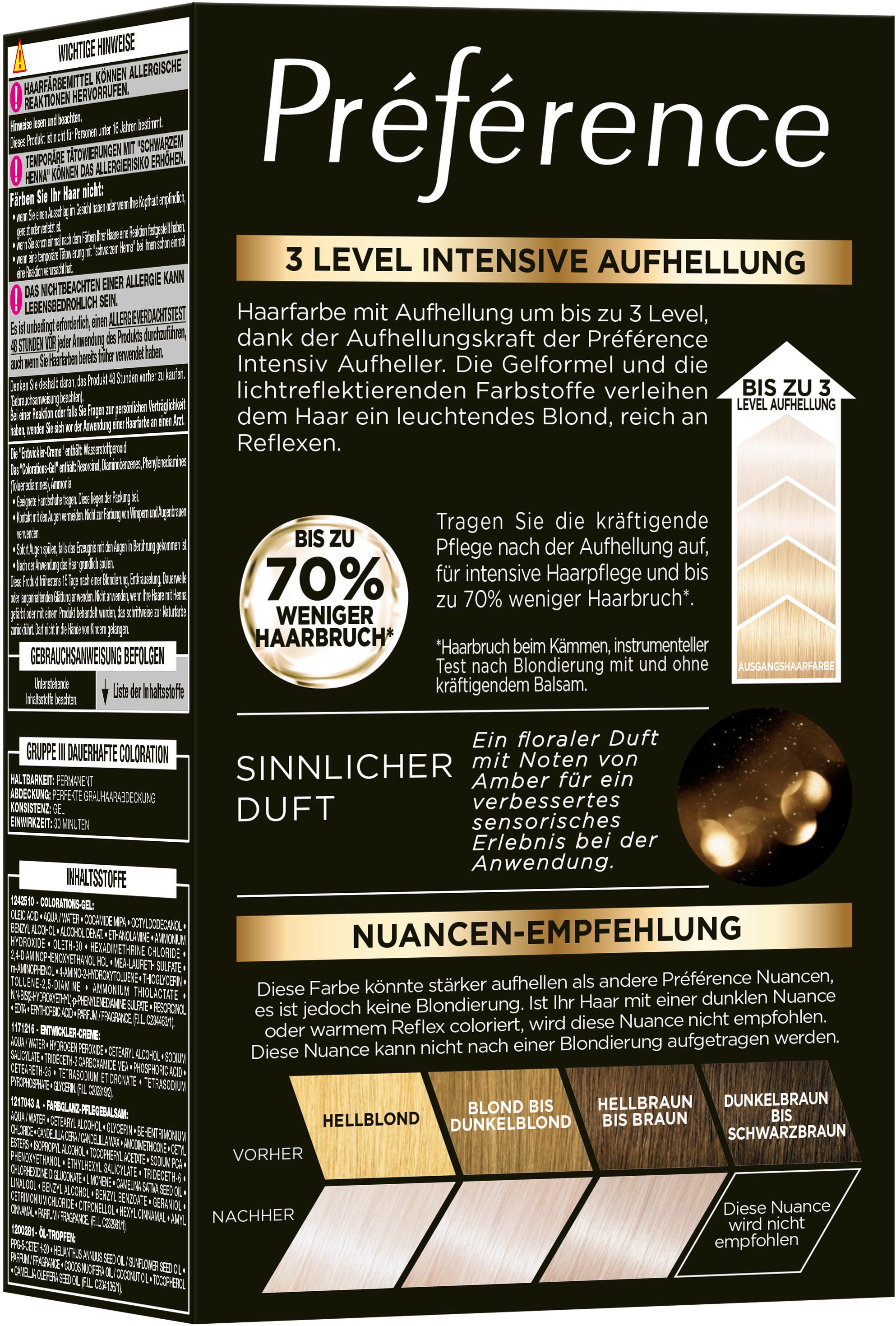 L'ORÉAL PARIS Coloration PRÉFÉRENCE HAARFARBE, Packung, 3-tlg., dauerhafte Haarcoloration mit 100% Grauabdeckung