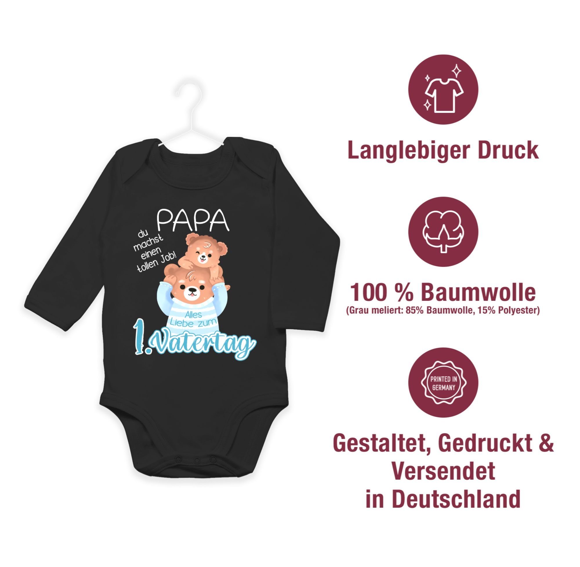 Shirtbody Geschenk 1. und - 2 Schwarz Liebe Papa Alles Vatertag Baby Bär zum Vatertag Shirtracer Baby Bär