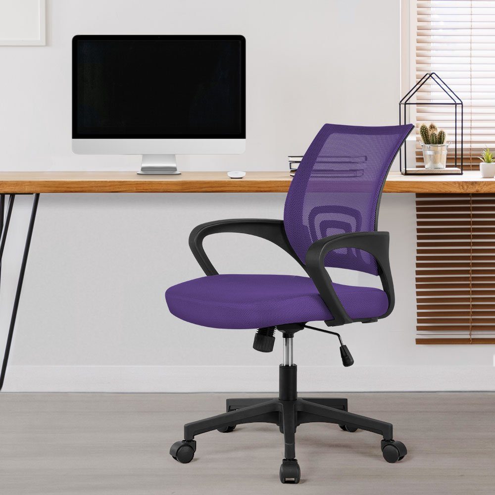Yaheetech Bürostuhl, ergonomischer mit Netzrückenlehne Schreibtischstuhl Lila