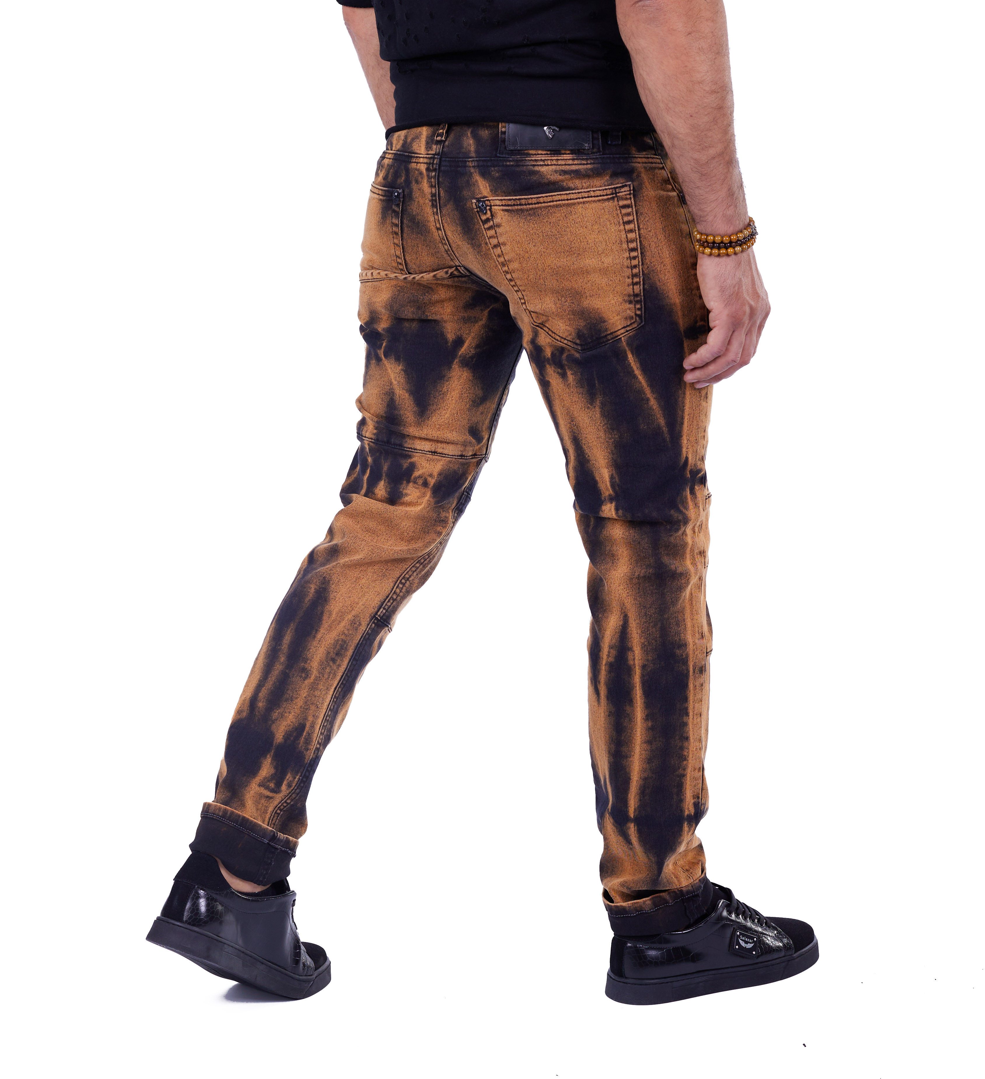 KINGZ Regular-fit-Jeans Designer Herren Jeans mit Stickereien