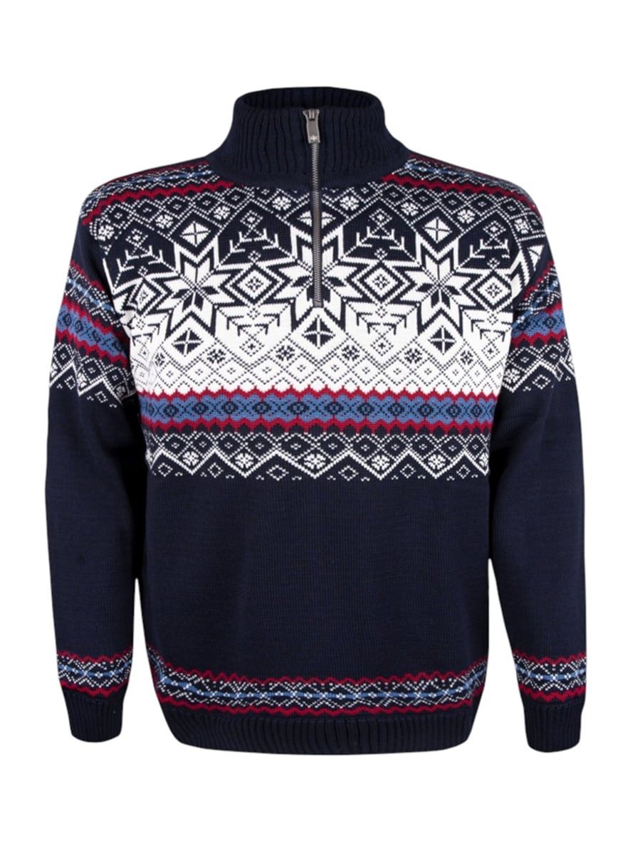 kama Sweater Pullover 4071 Half Zip mit Nordischen Muster (Merinowolle-Mischung)