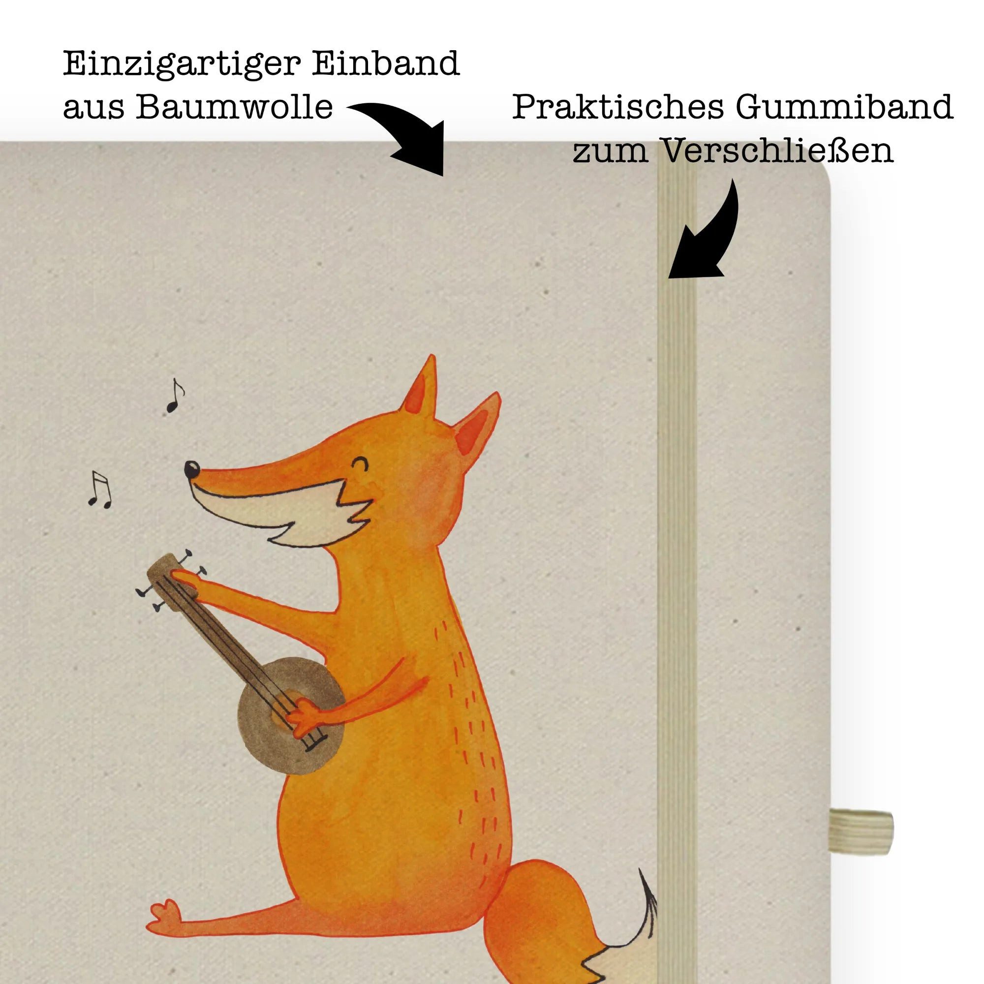 Thumbnail - Mr. & Mrs. Panda Notizbuch Fuchs Gitarre - Transparent - Geschenk, DIN A4 Schüler Notizbuch, DIN Mr. & Mrs. Panda, Kreat...