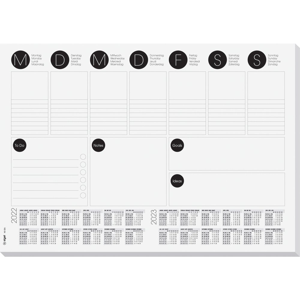 Sigel Schreibtischunterlage Sigel HO506 Schreibunterlage 2-Jahreskalender Schwarz, Weiß (B x H) 4