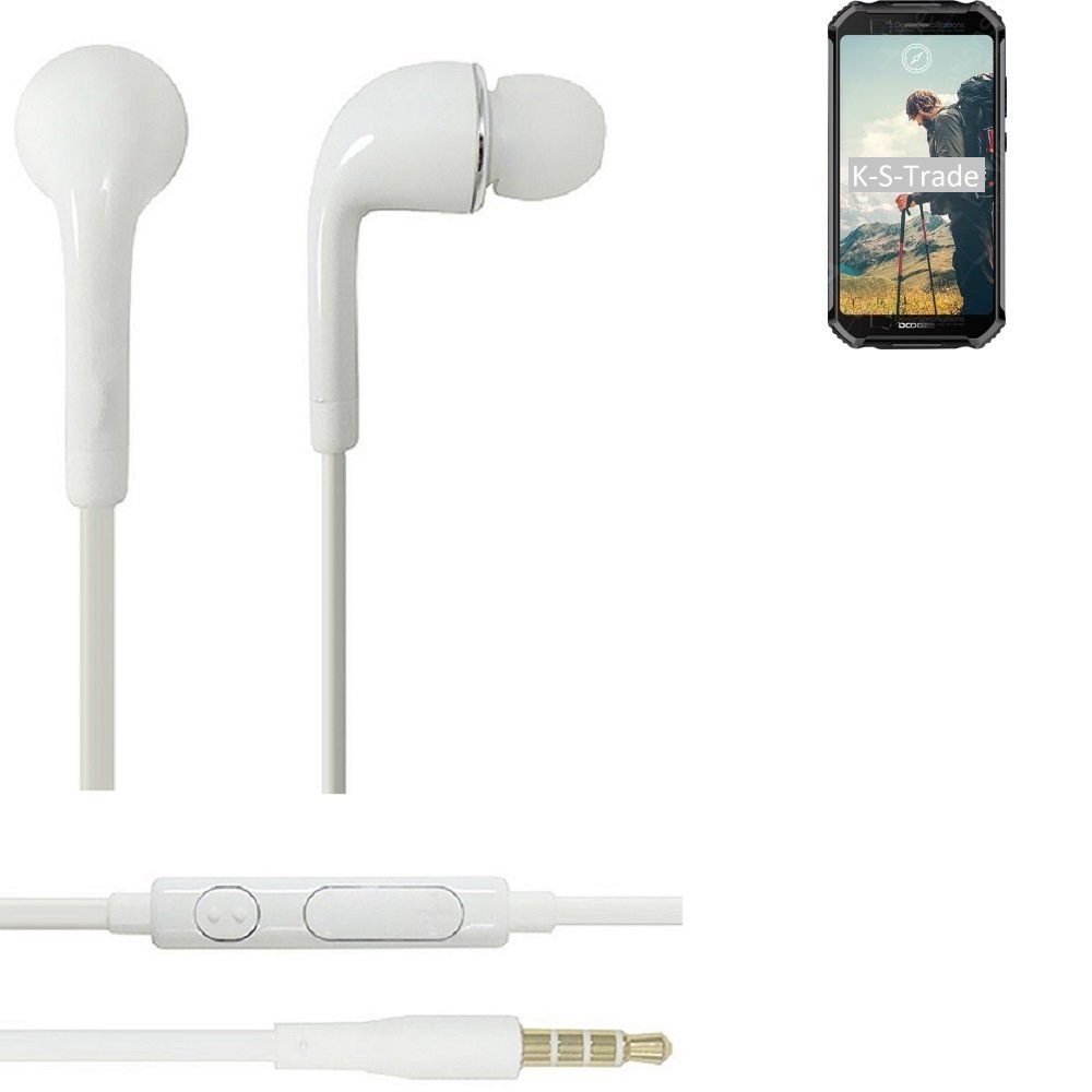 K-S-Trade für Doogee S40 Lite In-Ear-Kopfhörer (Kopfhörer Headset mit Mikrofon u Lautstärkeregler weiß 3,5mm) | In-Ear-Kopfhörer