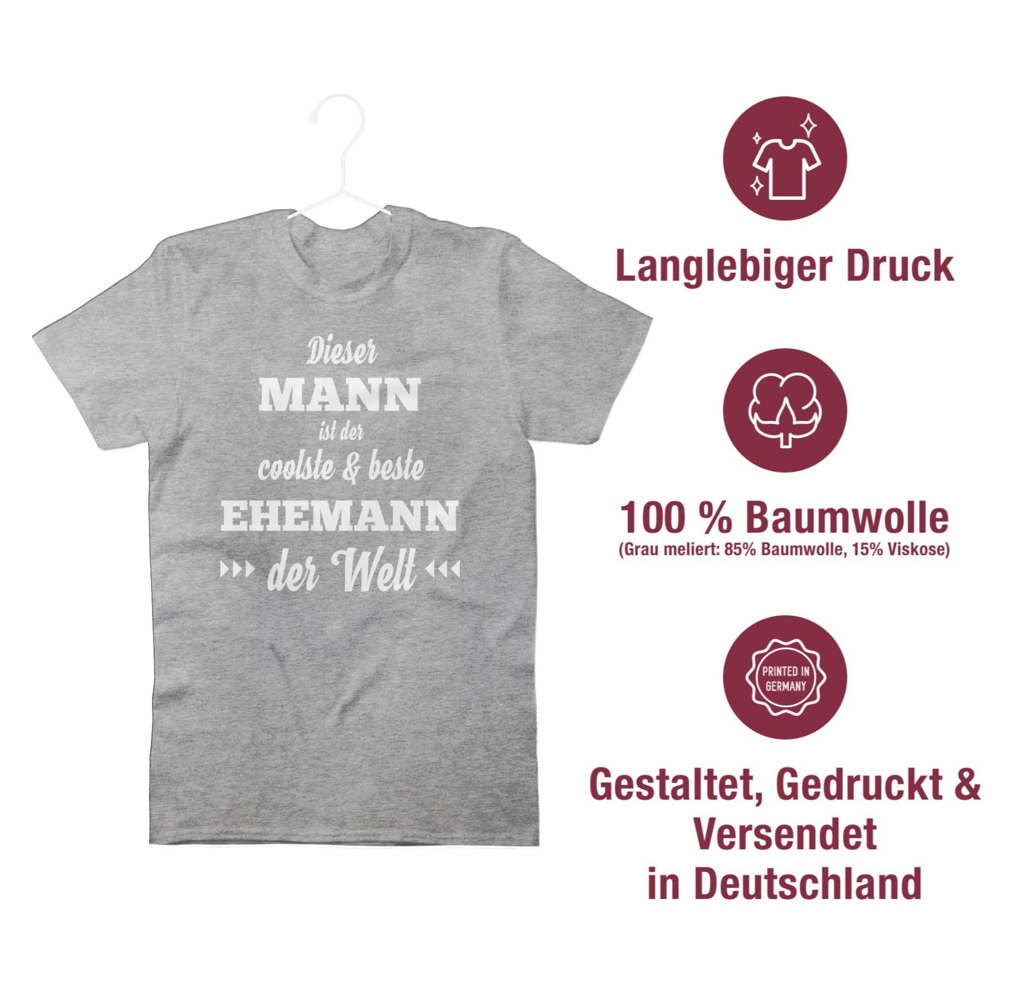 Shirtracer T-Shirt Dieser Mann ist der Ehemann Männer Grau und meliert 2 Herren Geschenke coolste & beste