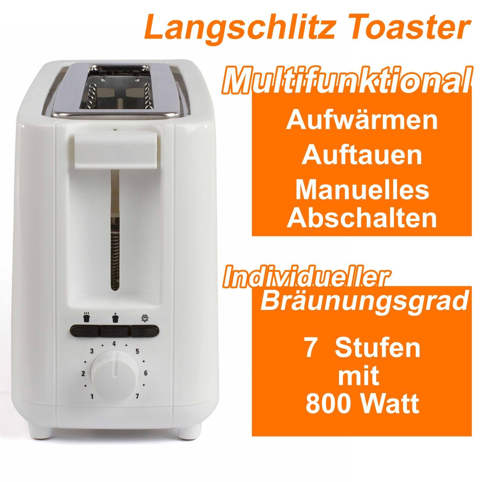 LIVOO Toaster LIVOO Toaster 2 Scheiben Weiß Langschlitz Langschlitztoaster DOD168W