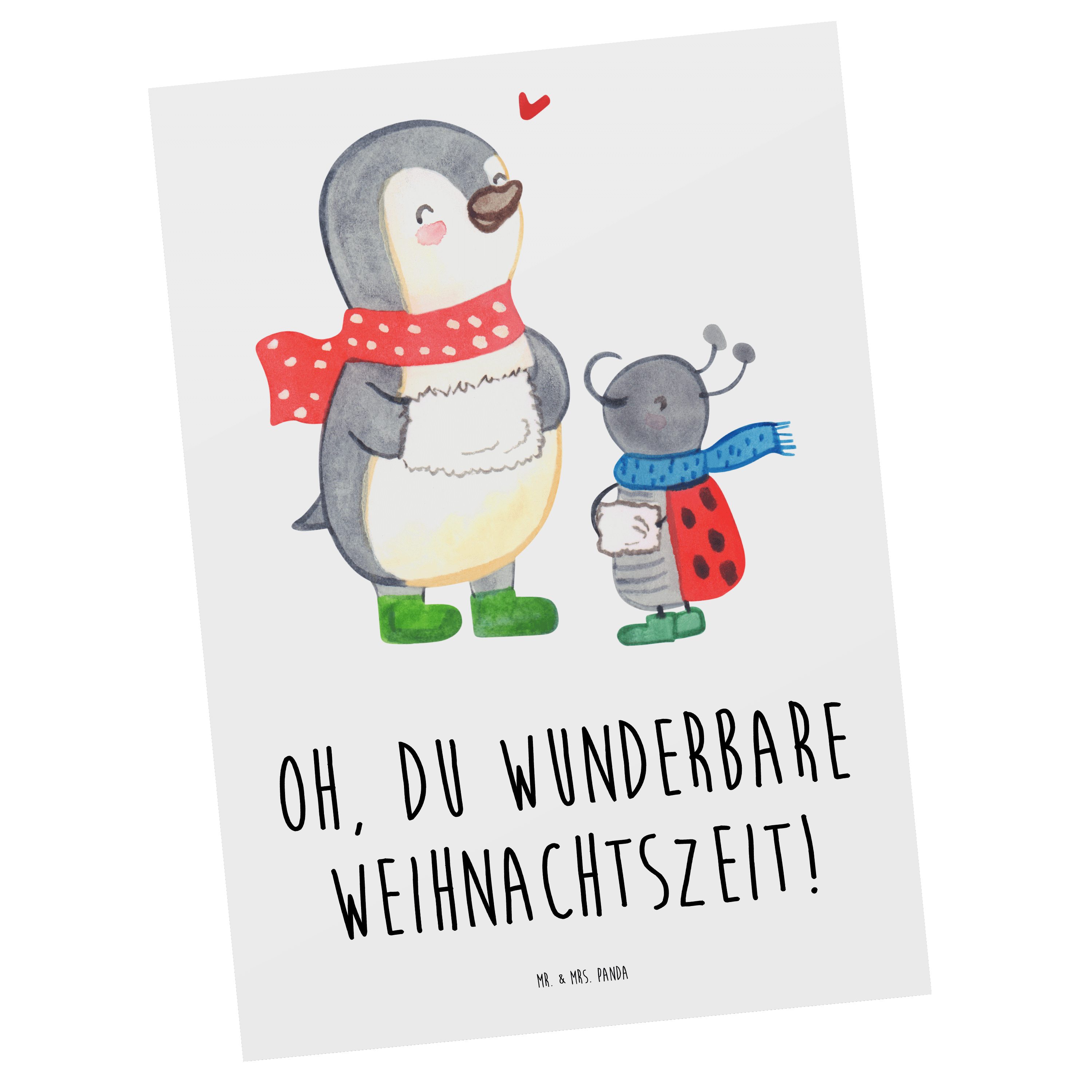 Mr. & Mrs. Panda Postkarte Smörle Winterzeit - Weiß - Geschenk, Heiligabend, Weihnachtszeit, Wei