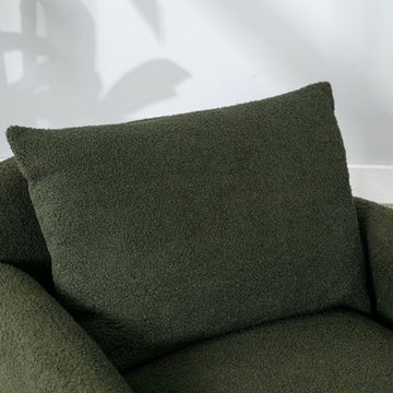 SEEZSSA Sessel Hochwertiger Stoff Teddy-Samtsessel, Sessel mit Kissenkissen, (Sofastuhl Weiß/Grün/Grau), Sessels beträgt 150 kg, Freizeitsessel mit Fußnägel und Schutzpolster