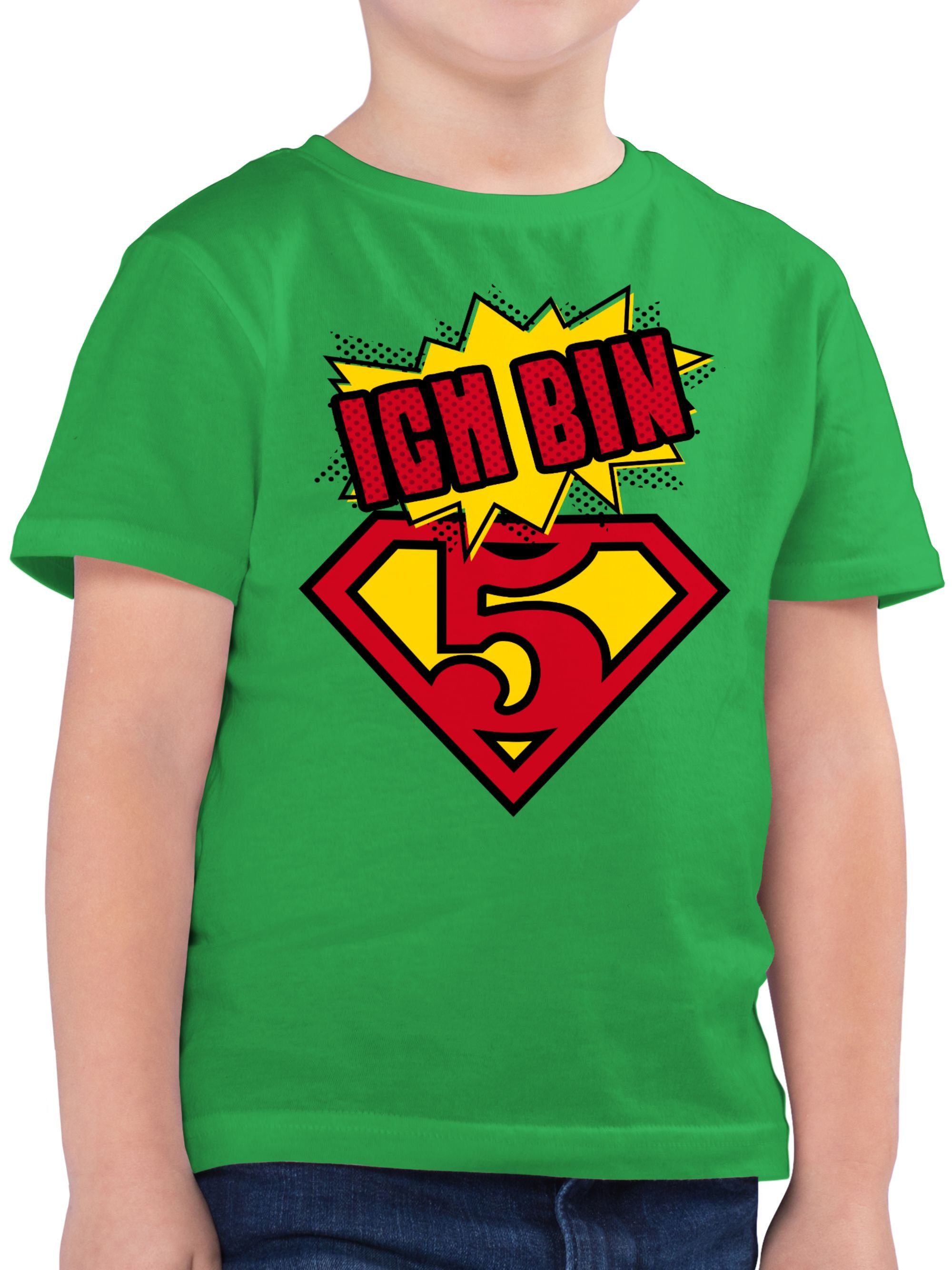 Shirtracer T-Shirt Ich bin fünf Superheld 5. Geburtstag 2 Grün