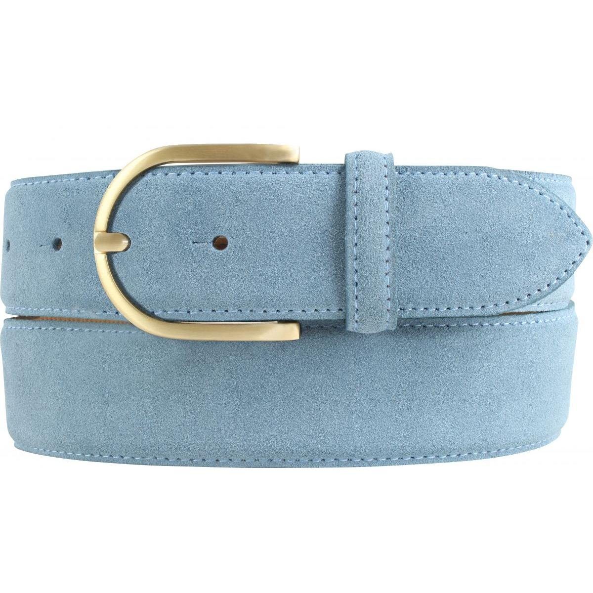 4 aus Gold für Damen Velour-Gürtel Ledergürtel Damen-Gürtel Veloursleder cm - 40mm Jeansblau, Wi - BELTINGER