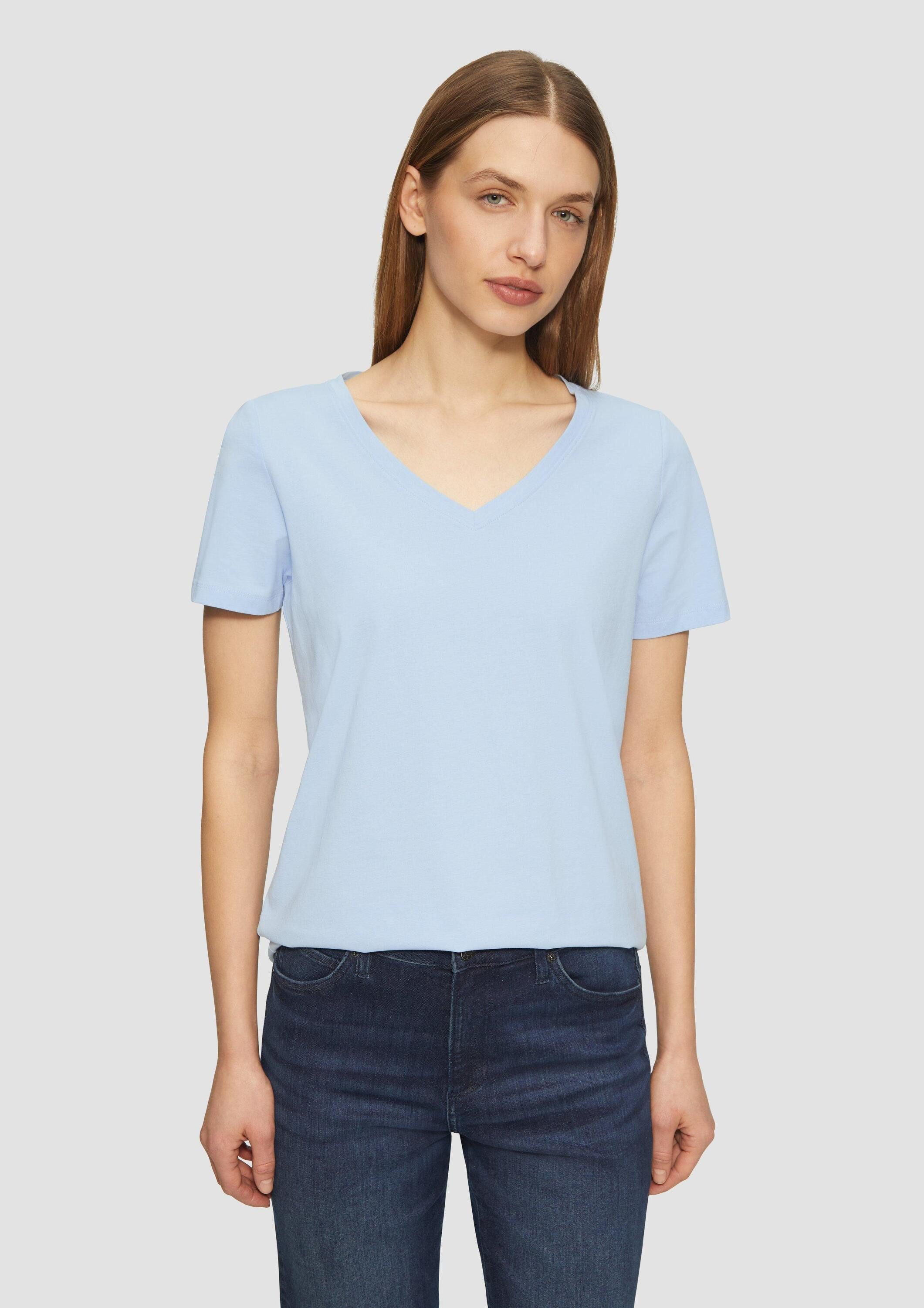 s.Oliver Kurzarmshirt T-Shirt T-Shirt mit V-Ausschnitt