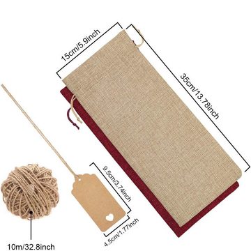 Lubgitsr Weinkiste Jute Weinbeutel mit Geschenkanhängern, 12er Set