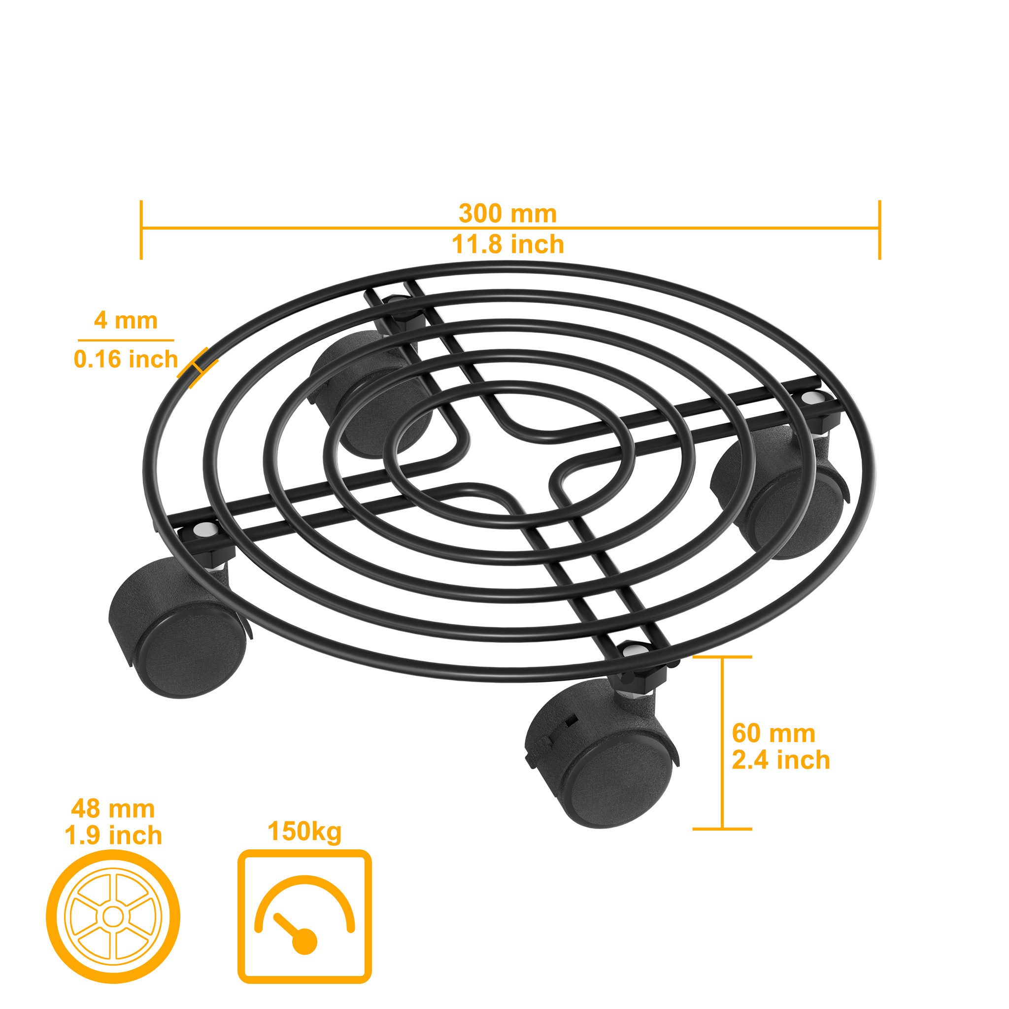 FIVMEN Pflanzenroller Rollbrett Pflanzen Metall Blumenroller Pflanze Caddy mit Rädern, Pflanzkübel für Pflanzen Innenbereich Außenbereich Haus und Garten