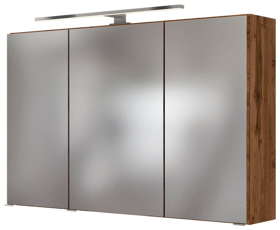 HELD MÖBEL Spiegelschrank Baabe Breite 100 cm, mit 3D-Effekt, dank 3 Spiegeltüren eiche | eiche | Spiegelschränke