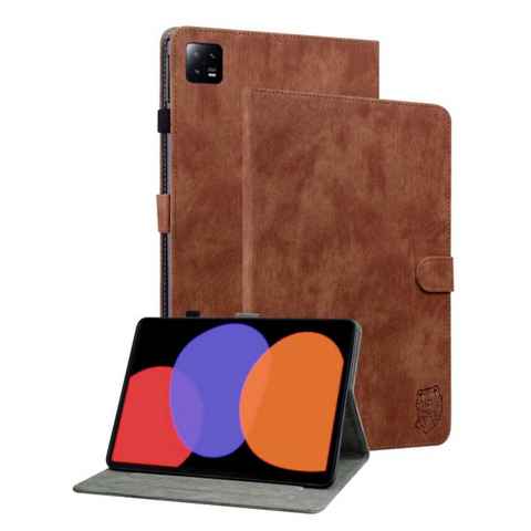 Wigento Tablet-Hülle Für Xiaomi Pad 6 / 6 Pro Kunstleder Sand Tiger Style Tablet Tasche