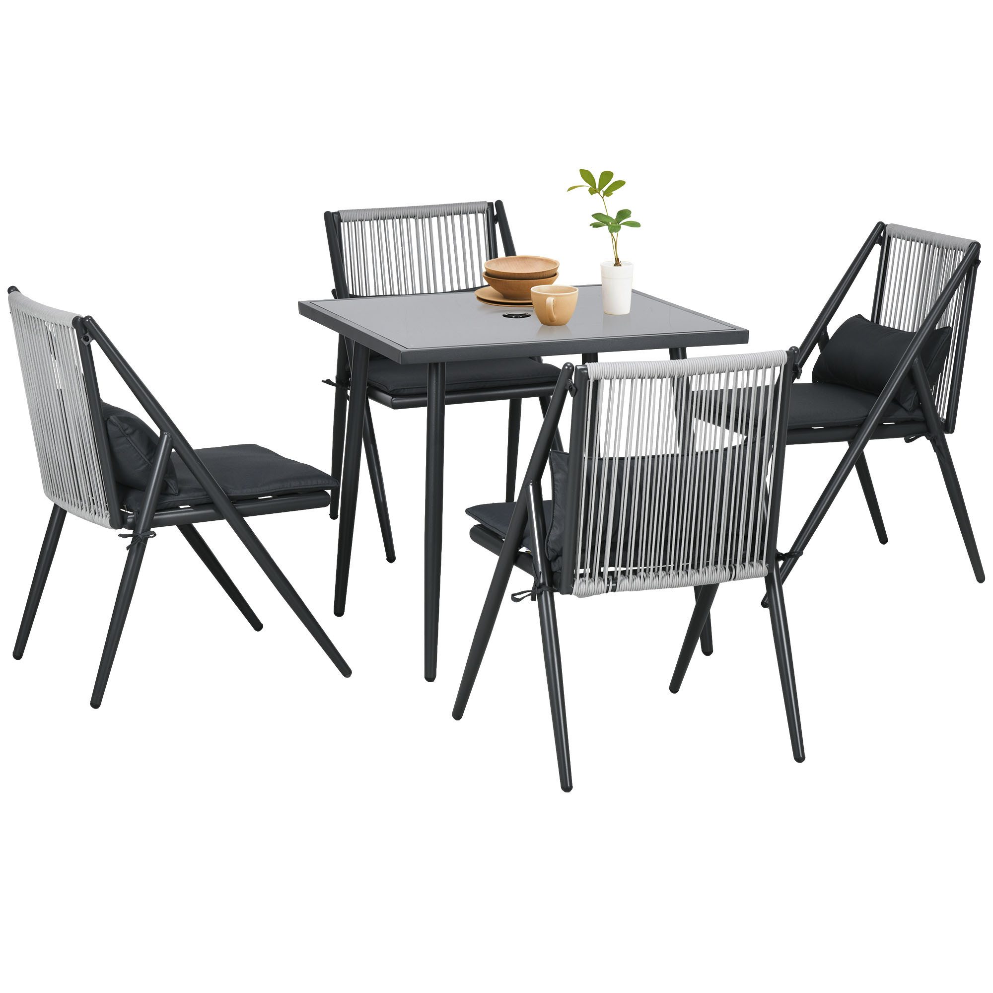 Outsunny Garten-Essgruppe 5 tlg. Gartenmöbel-Set, Balkonmöbel-Set günstig online kaufen
