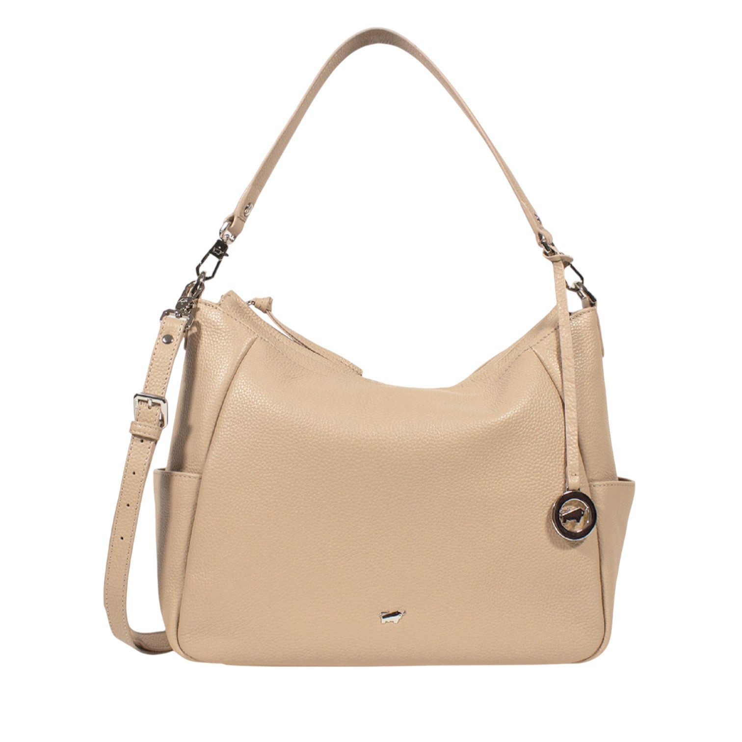 Braun Büffel Handtasche HANNA Hobo Bag creme