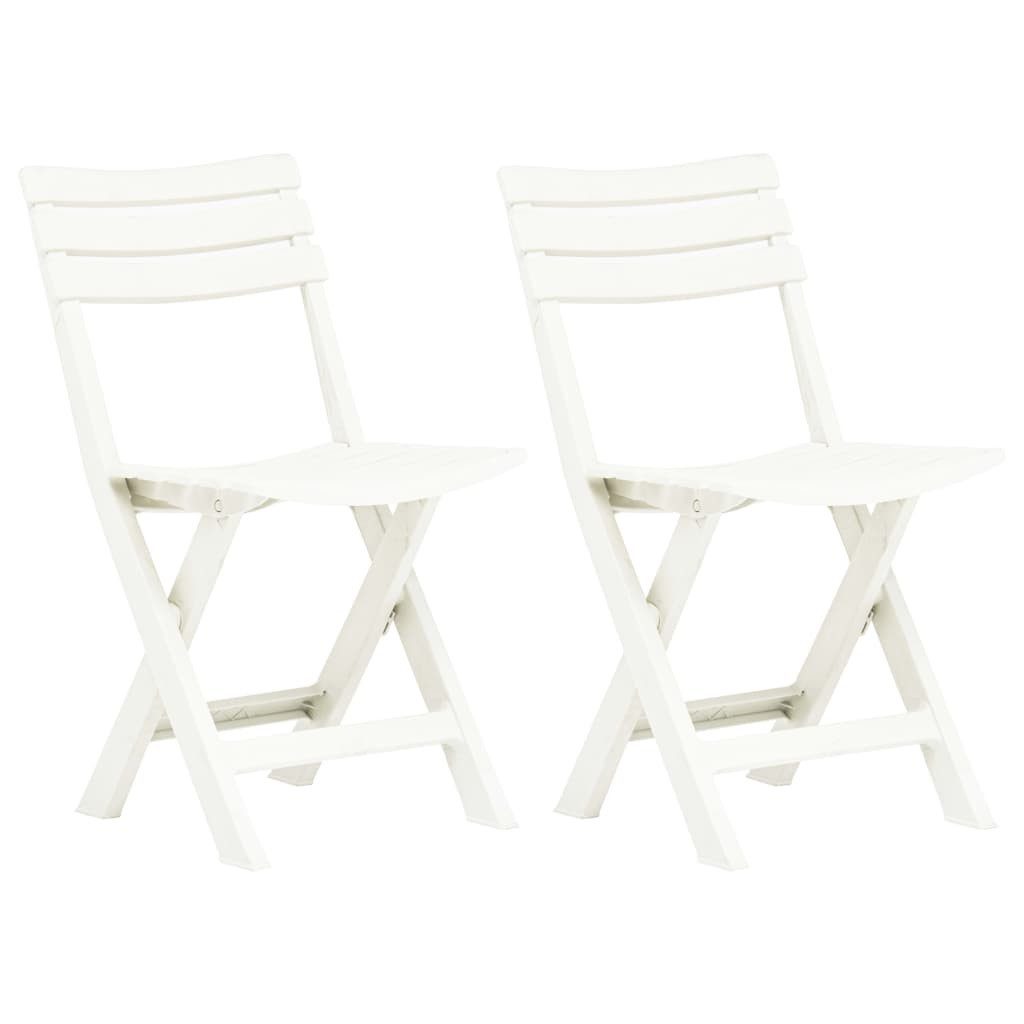 furnicato Gartenstuhl Witterungsbeständige Gartenstühle aus Kunststoff 44x41x78 cm Weiß, (2 St), Klappbare Bistrostühle, pflegeleicht und platzsparend für den Balkon