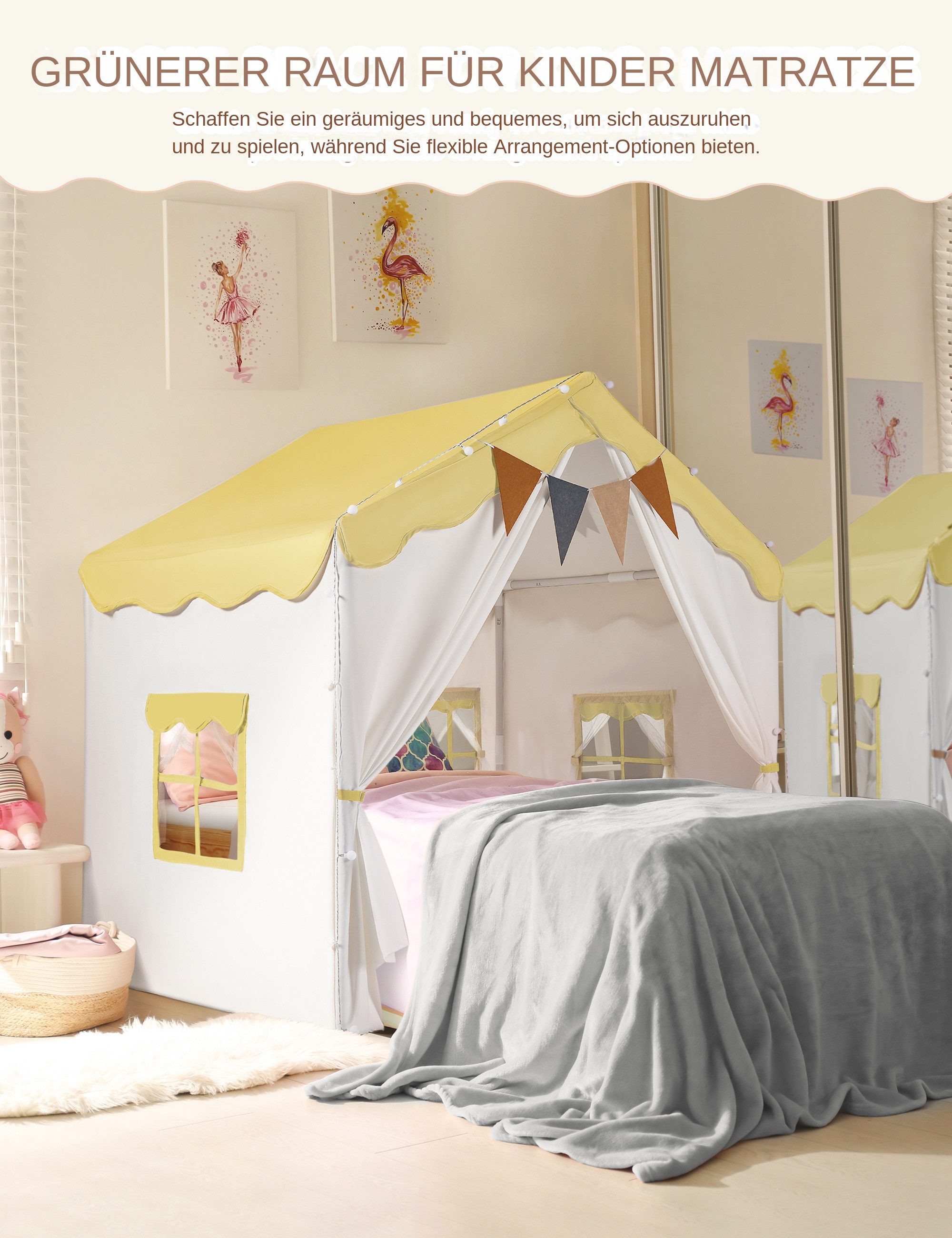 besrey Spielzelt 2 IN 1 Kinderzelt, Kinder Spielhaus Indoor mit Lichtern Pr günstig online kaufen