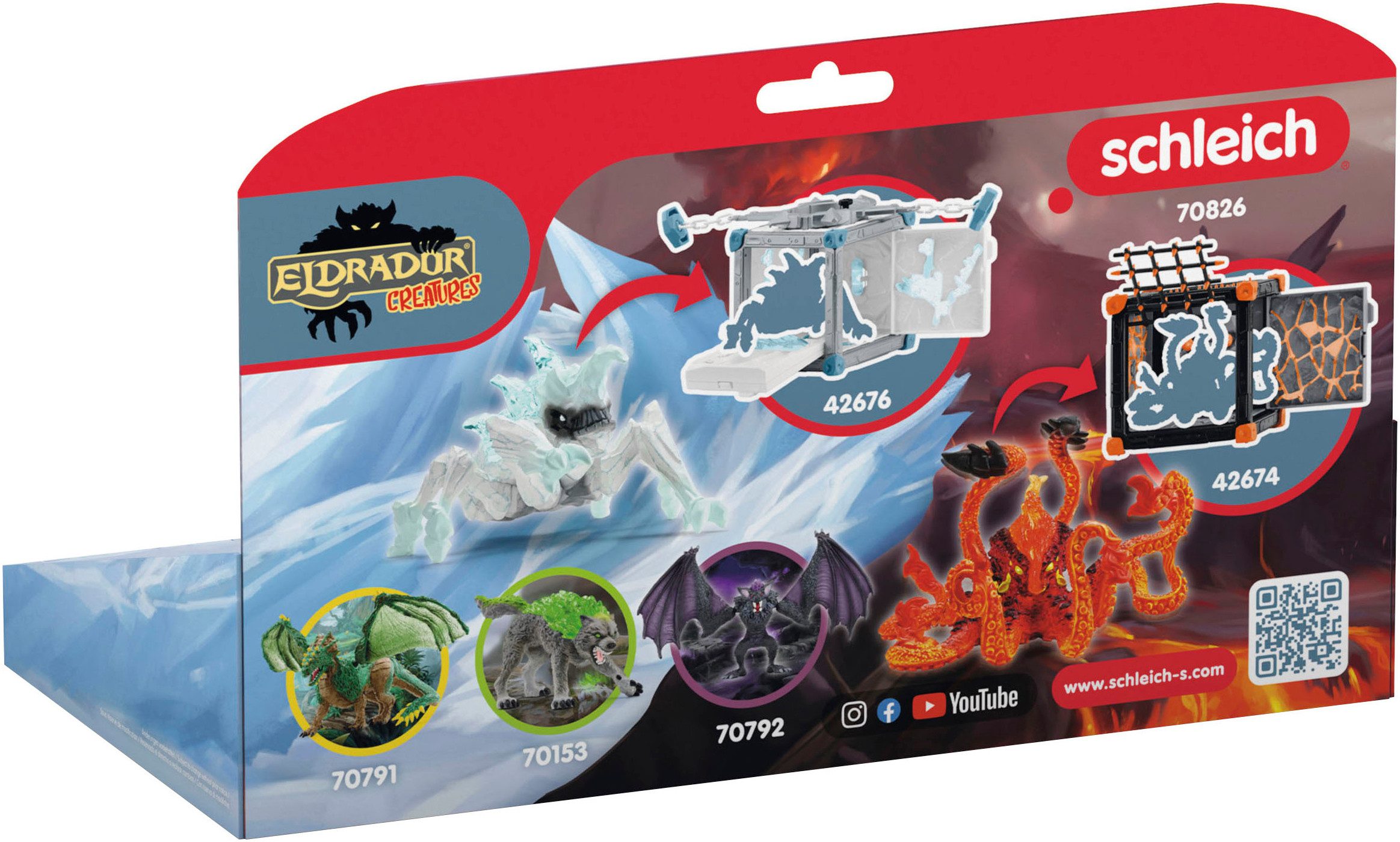 Schleich® Spielfigur ELDRADOR® CREATURES, Eiskäfer vs. Feuerkrake (70826)