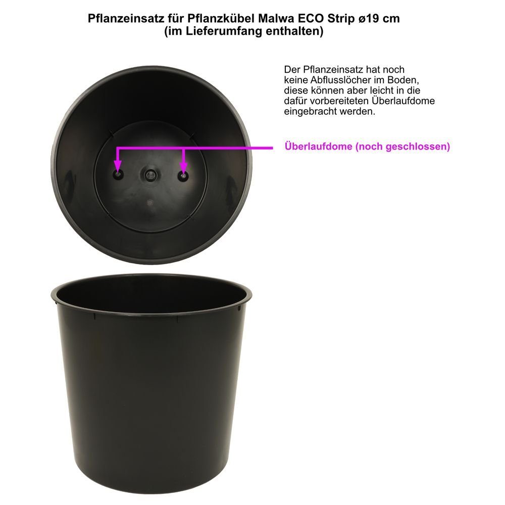 Heimwerkercenter Übertopf MePla - Kübel Malwa Strip ECO -ø19cm - grau – Bild 3 von 5