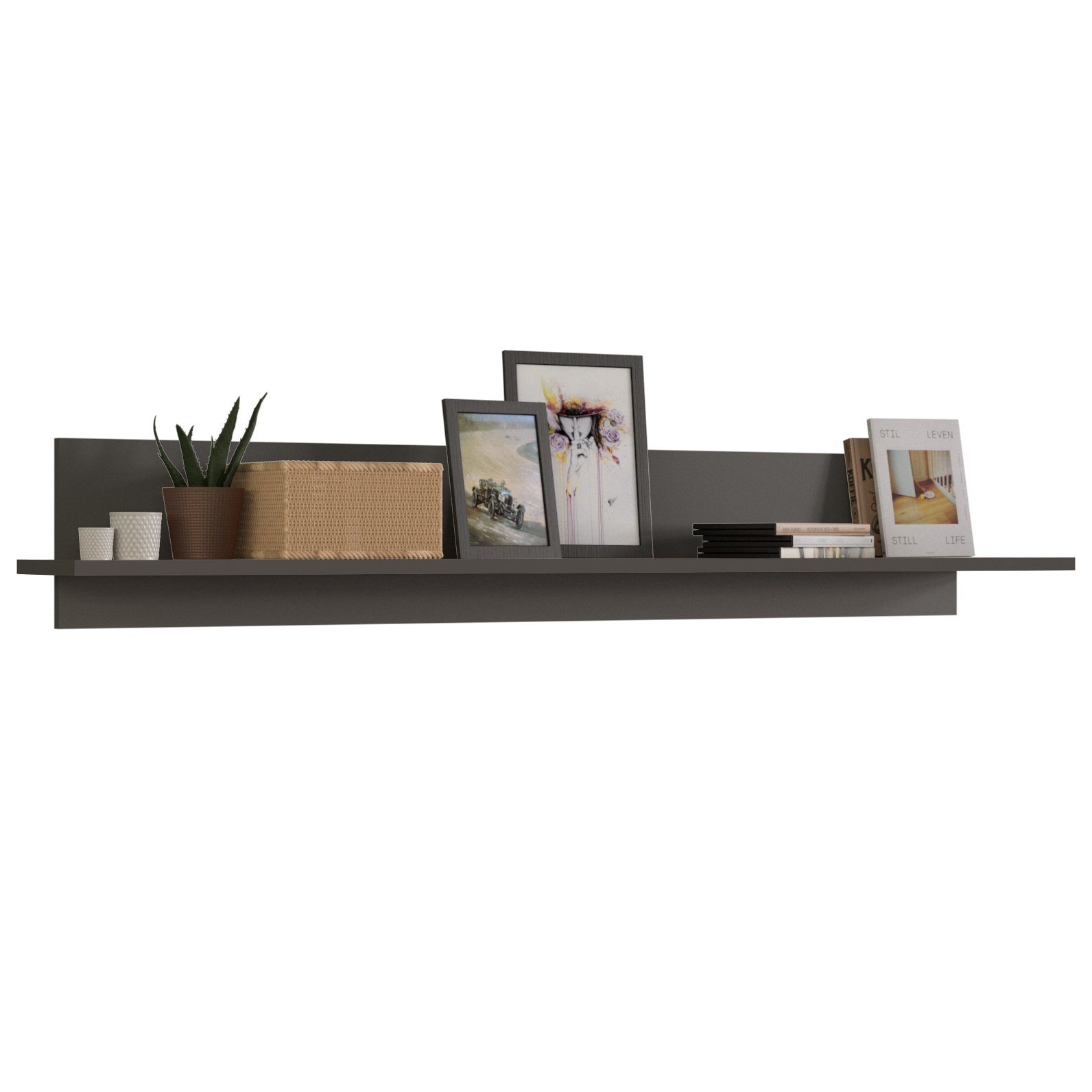 Newroom Wandboard Lianne, Wandboard Grau Eiche Modern Wandregal Bücherregal Wohnzimmer