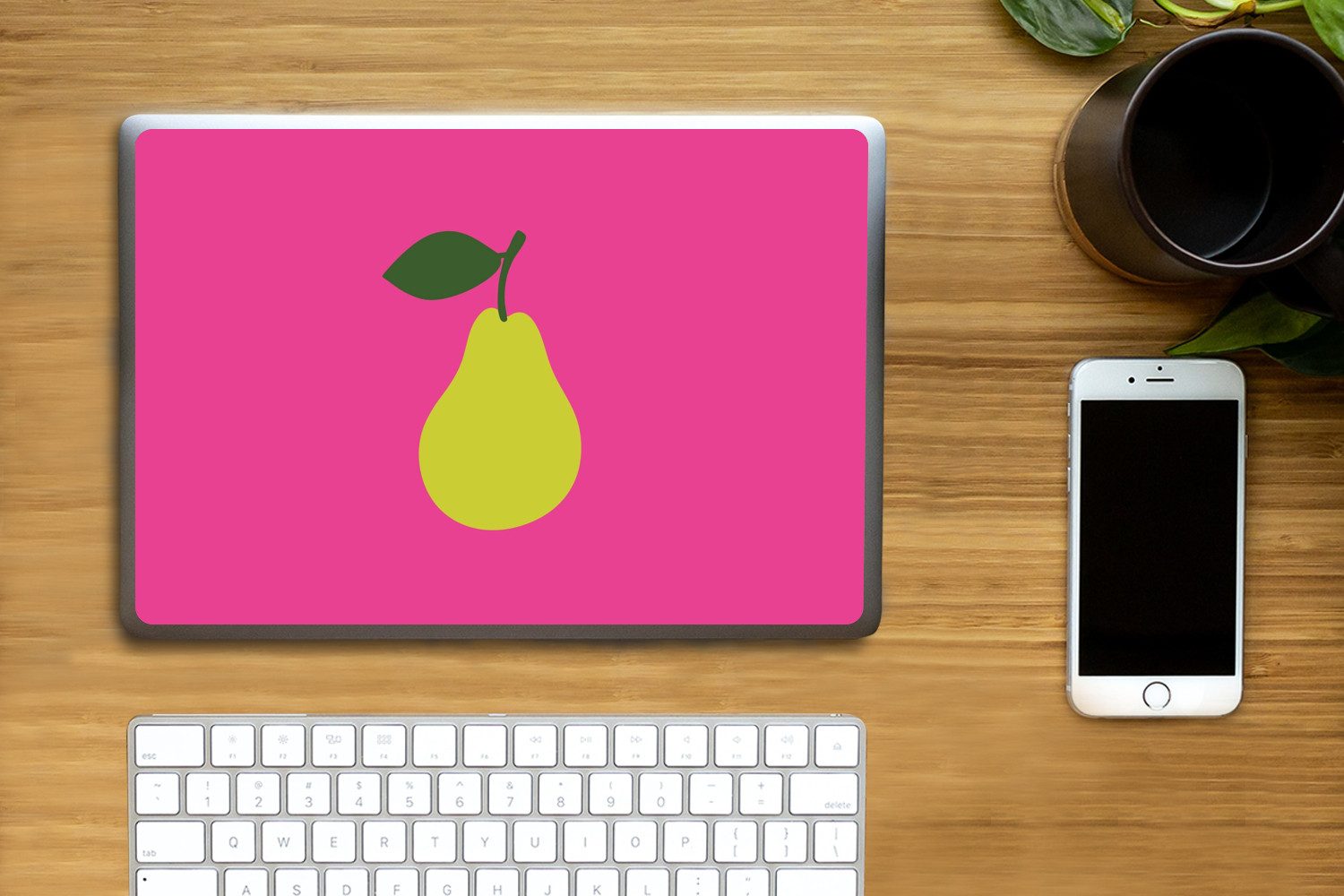 Thumbnail - MuchoWow Laptop-Aufkleber Illustration - Obst - Birne - Grün, (1tlg), Laptop Folien Cover, Aufkleber, Sticker, Schutz vo...