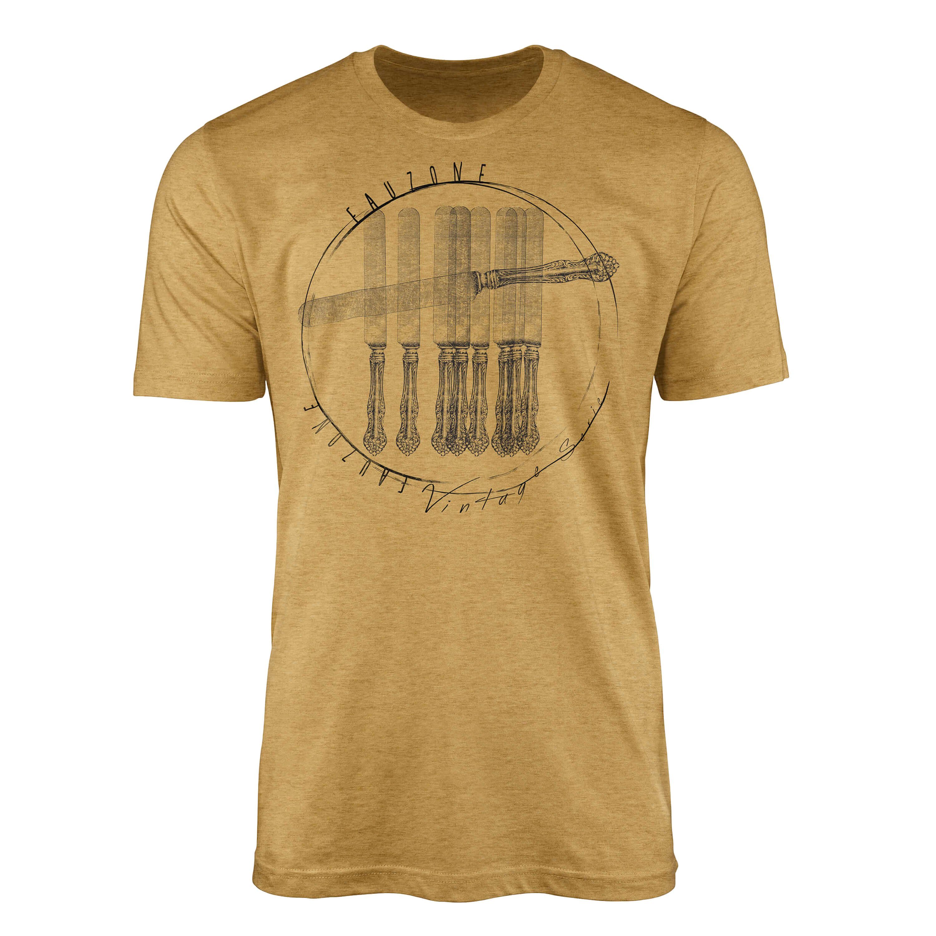 Sinus Art T-Shirt Vintage Herren T-Shirt Buttermesser Antique Gold