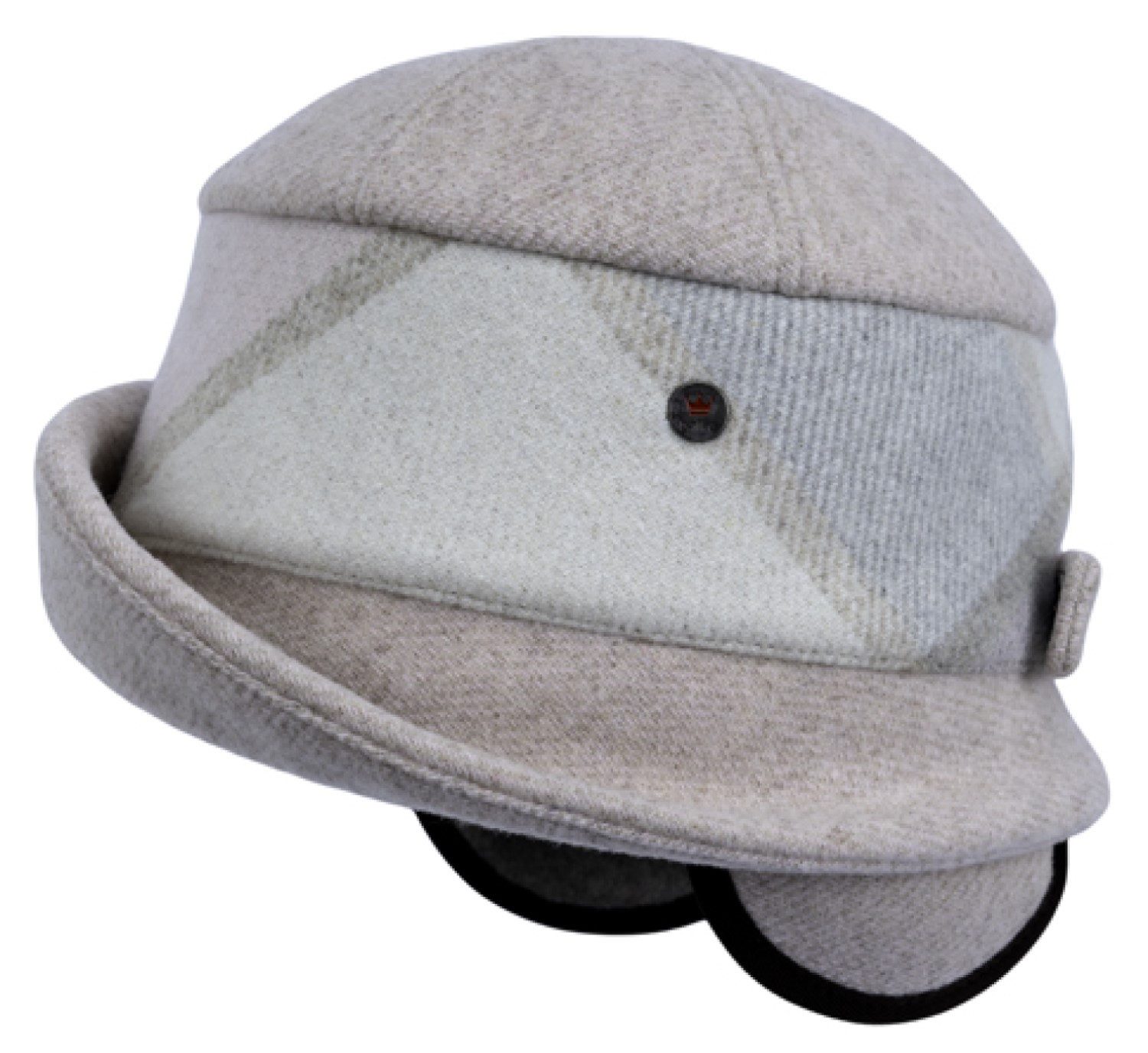 Balke Fleecemütze leicht karierter Toque Winter-Stoffhut mit Ohrenklappen