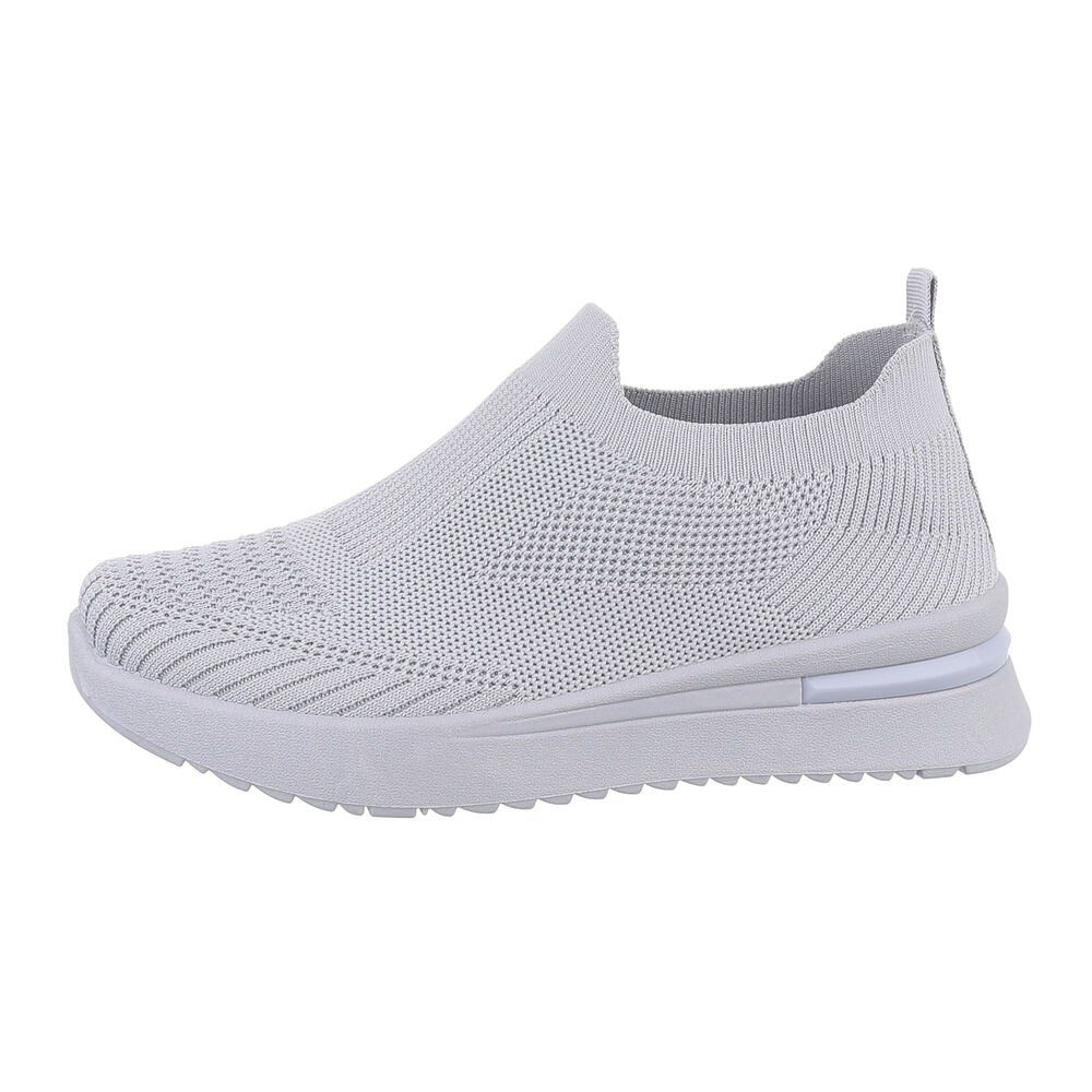 Ital-Design Damen Low-Top Freizeit Sneaker (85878504) Keilabsatz/Wedge Sneakers Low in Grau