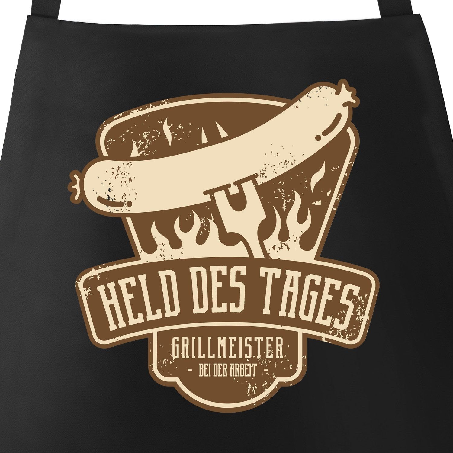 MoonWorks Grillschürze Grill-Schürze für Männer Held das Tages Grillemeister Spruch Grillen Wurst Würstchen Baumwolle Moonworks®, mit kreativem Aufdruck
