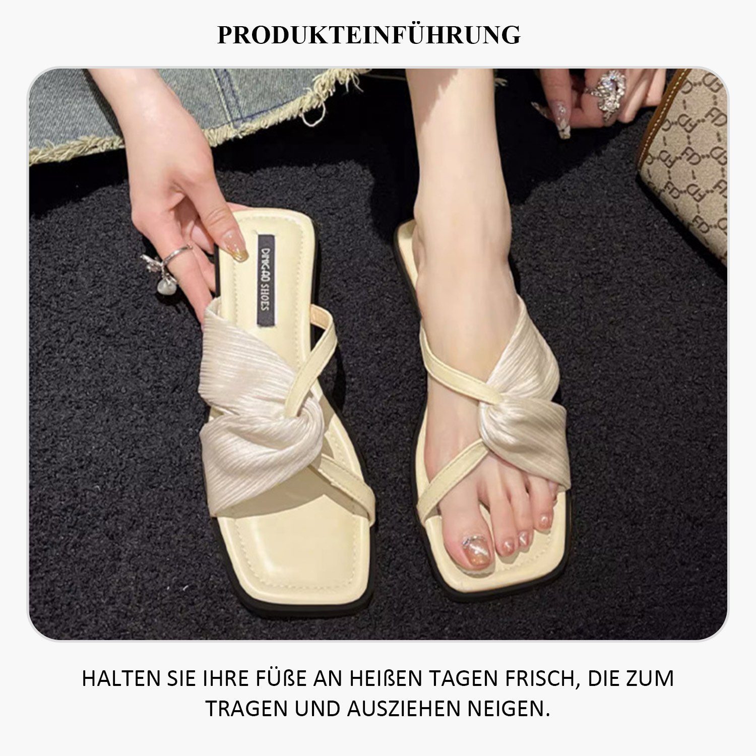 Schuhe Flach Aprikose Sandalen Bohemia Damen Freizeit Sandale Sommer Daisred Bequem Sandalen