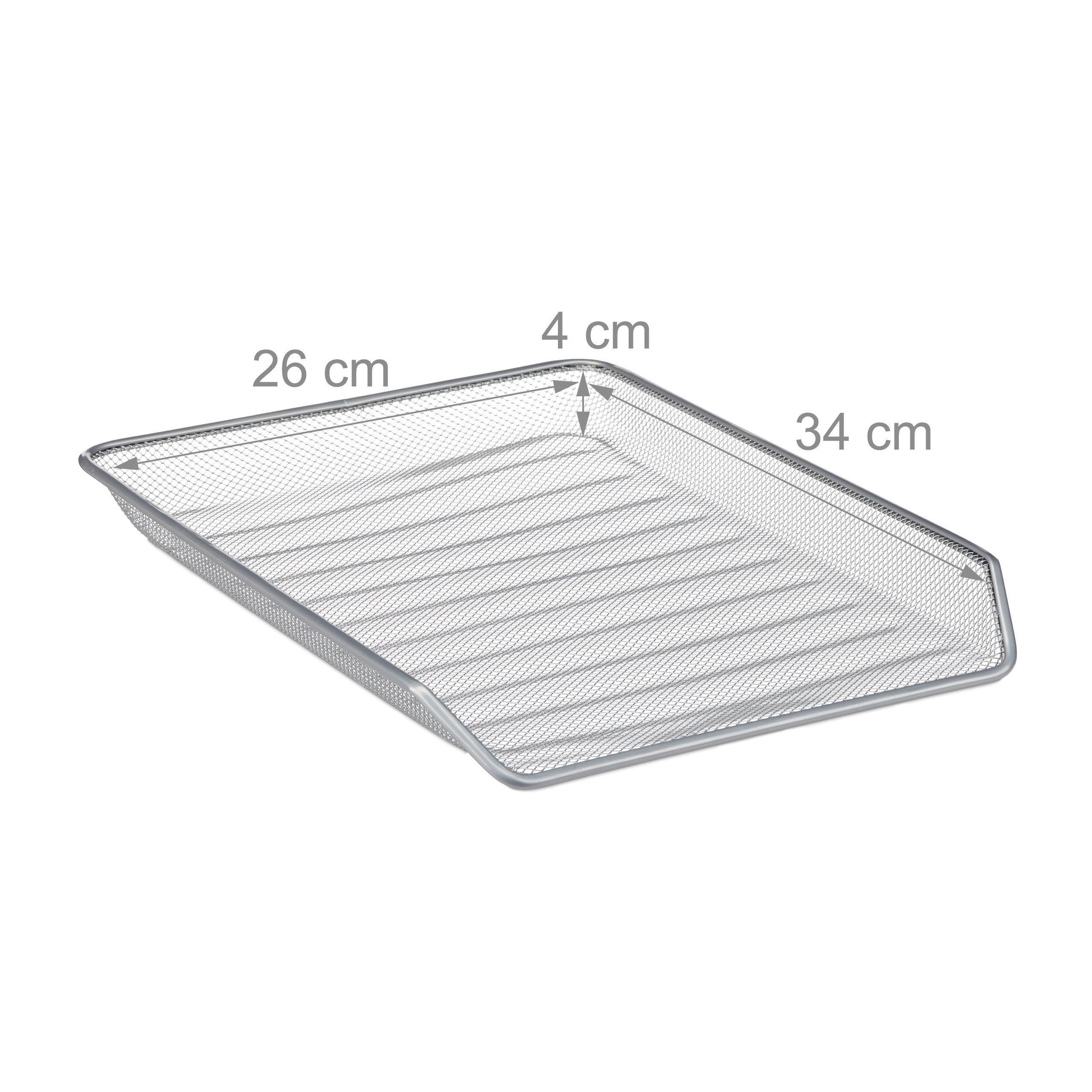 relaxdays Briefablage Dokumentenablage aus Metall, silber