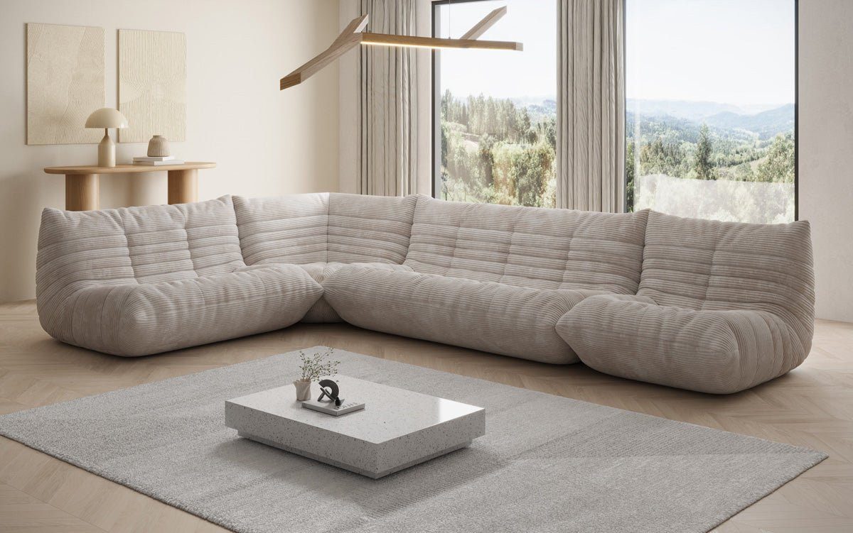 Luxusbetten24 Wohnlandschaft Designer Sofa Wohnlandschaft Calmo in Cord, flexibel kombinierbar
