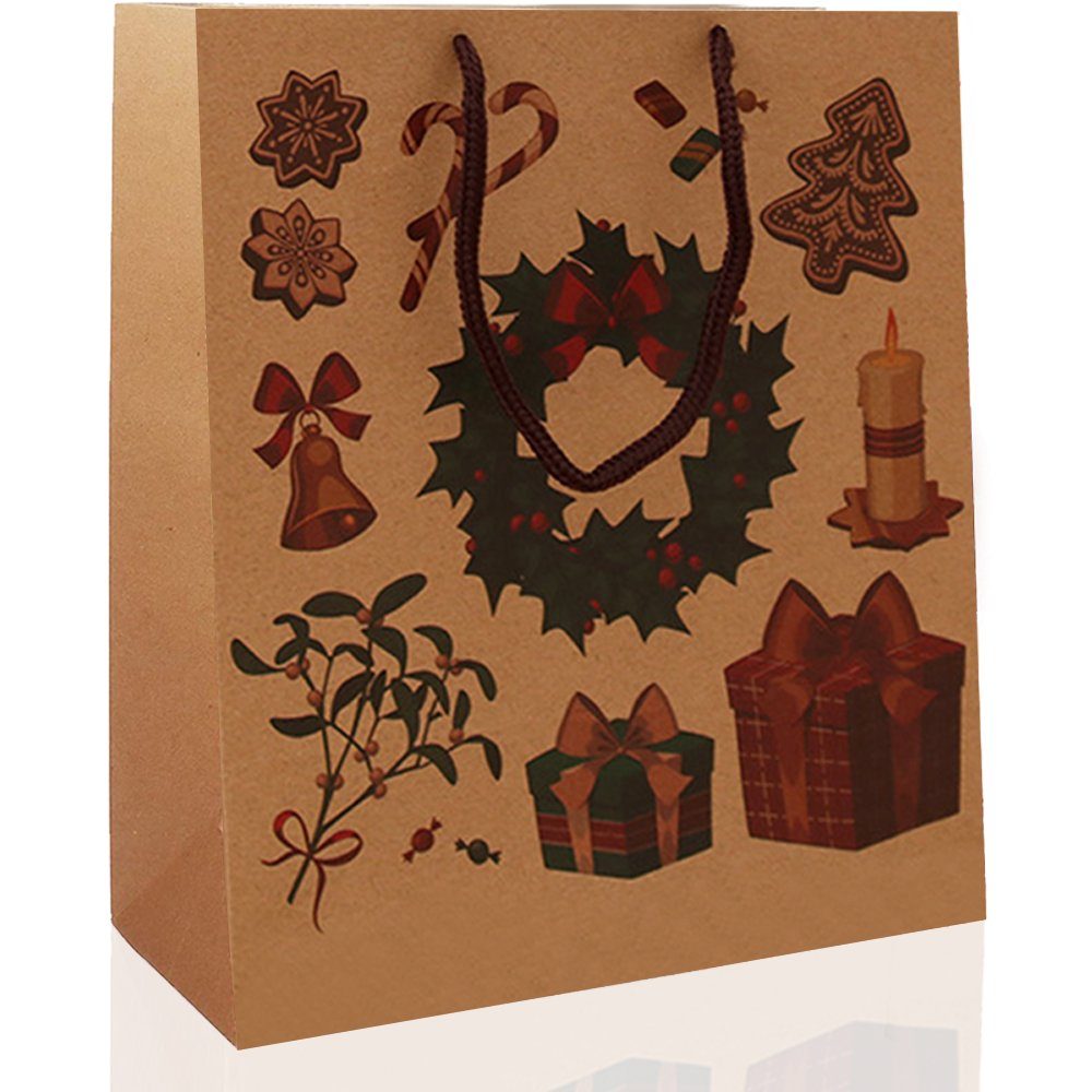 Vaxiuja Packpapier Weihnachten Geschenktüten Kraftpapier Weihnachten  Geschenktaschen