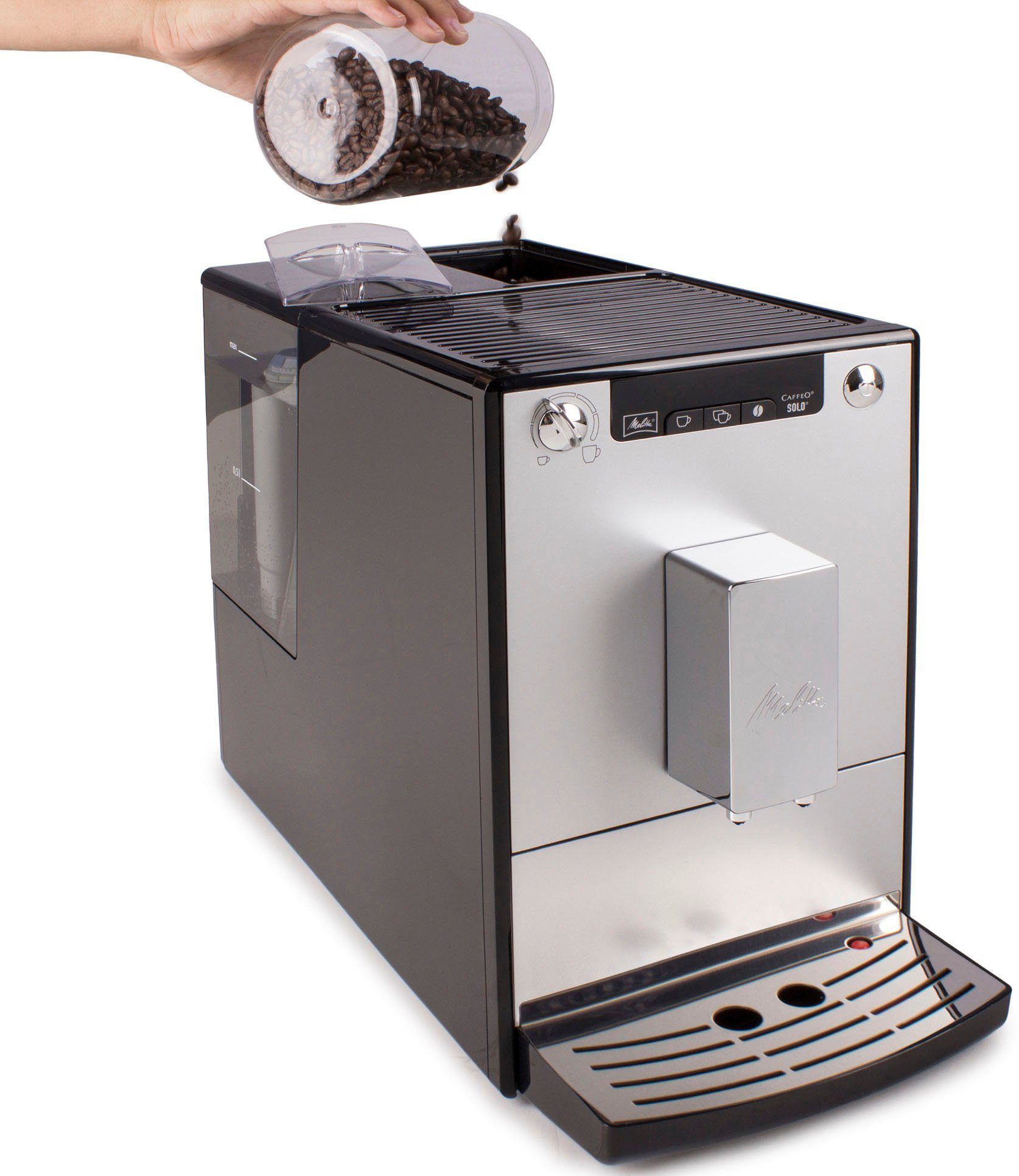 Melitta Kaffeevollautomat Solo® E950-203, silber/schwarz, crème Café für 20cm & Espresso, Perfekt breit nur
