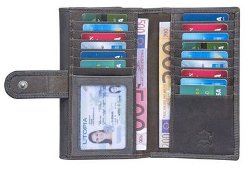 Benthill Geldbörse Damen Echt Leder Groß mit vielen Fächern RFID Portemonnaie Lang, RFID-Schutz Kartenfächer Münzfach Reißverschlussfach