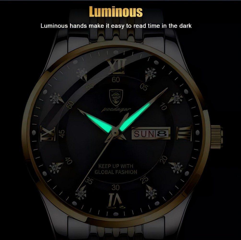 Toomoke Quarzuhr Quarzuhr Herren, Herrenuhr Chronograph, Edelstahlarmband, (Quarzuhr mit Luminous & Kalender, Multifunktions-Armbanduhr für Männer), Wasserdicht 30 m, 41 mm Gehäuse