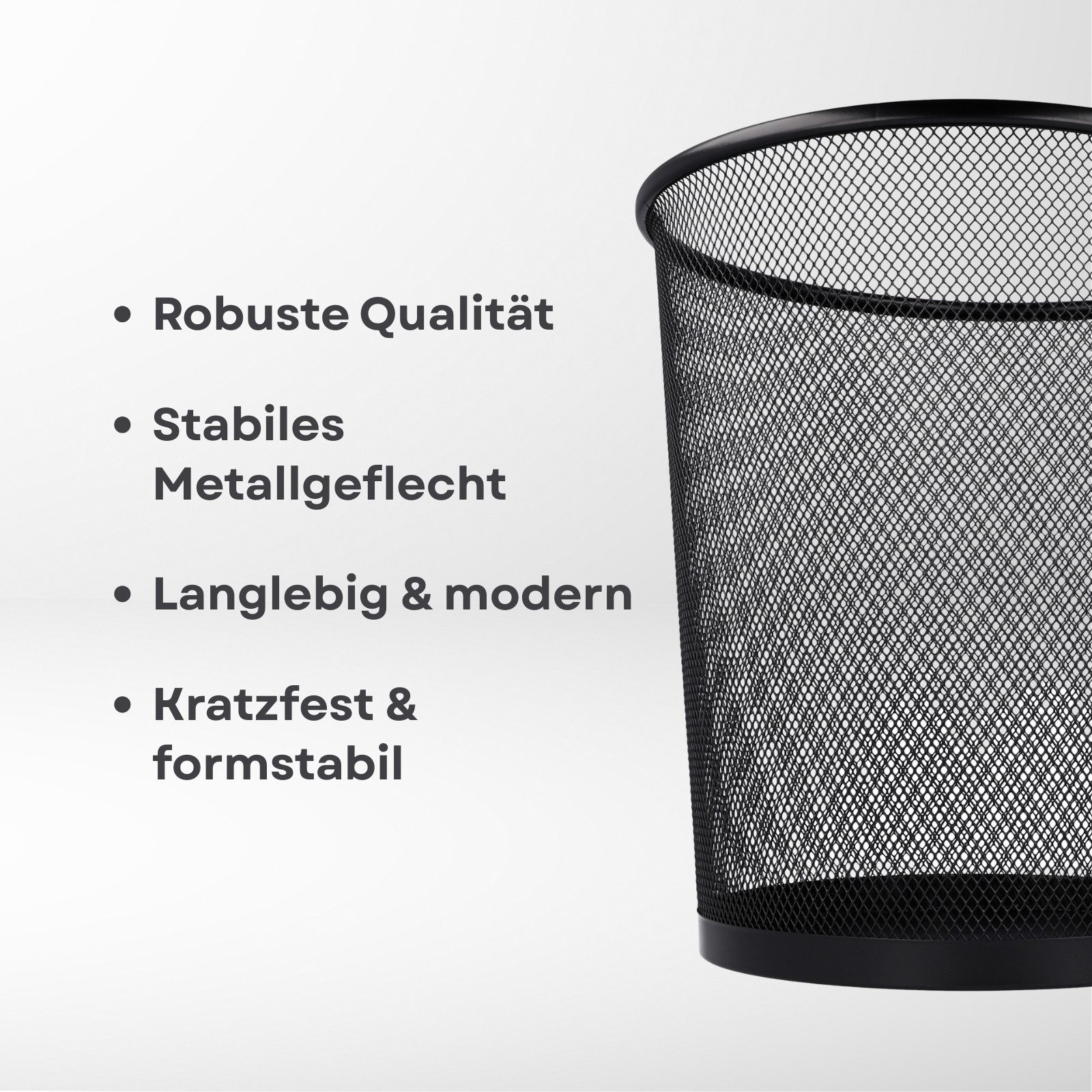 WESTCOTT Papierkorb Abfalleimer Mesh Schwarz (2er-Set), Mülleimer aus Drahtgeflecht 13l, Papierkorb für Büro, Homeoffice oder Haushalt