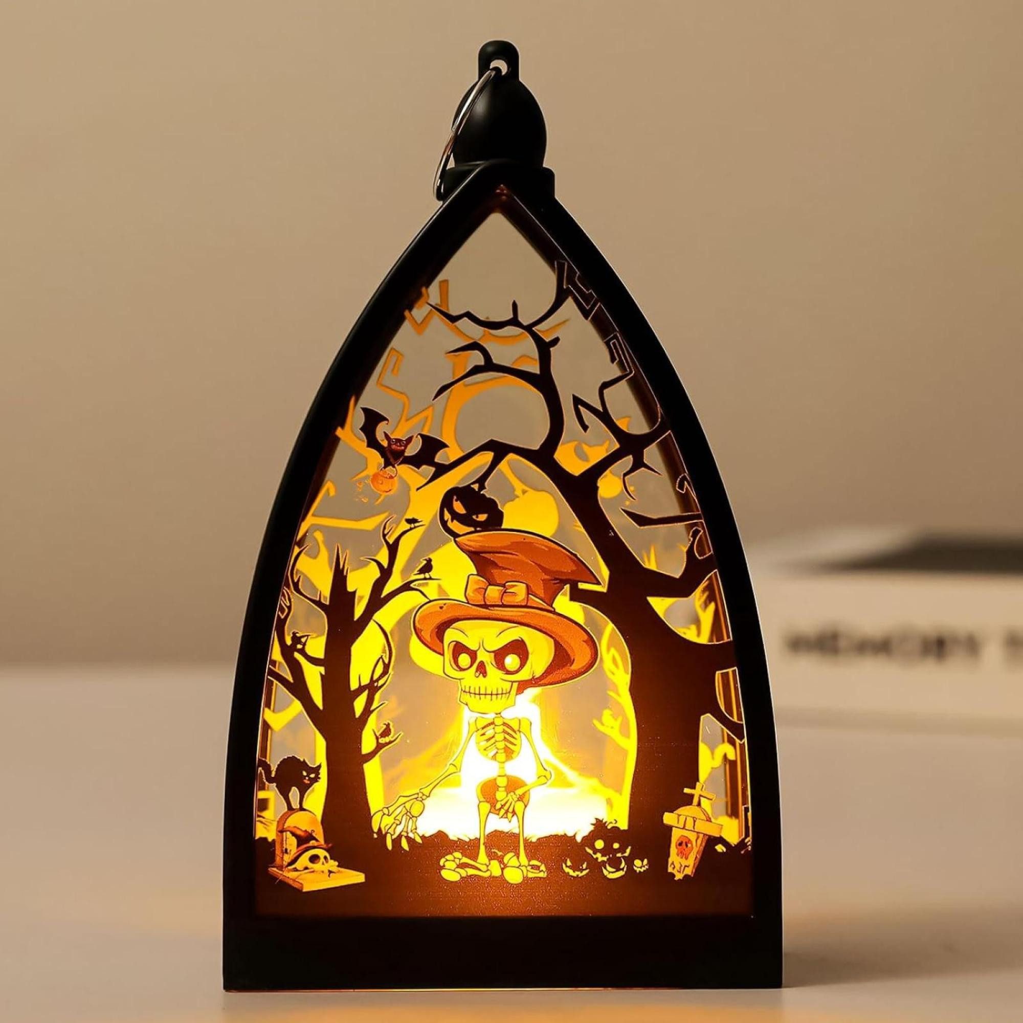 FELIXLEO LED Laterne 2 Stück Halloween Deko Laterne Halloween Laterne Outdoor mit LED